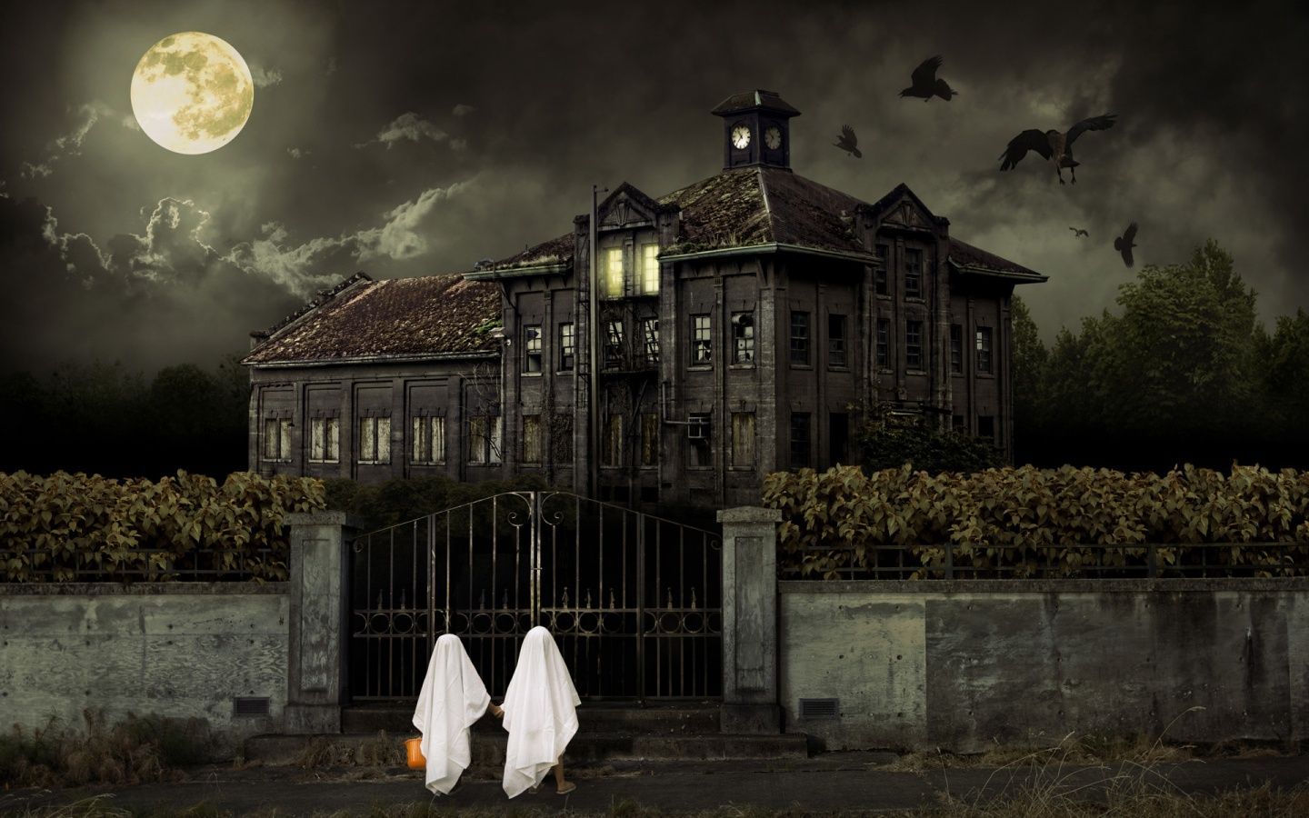 Casa stregata luna piena fantasmi, 1440x900 720p, PC