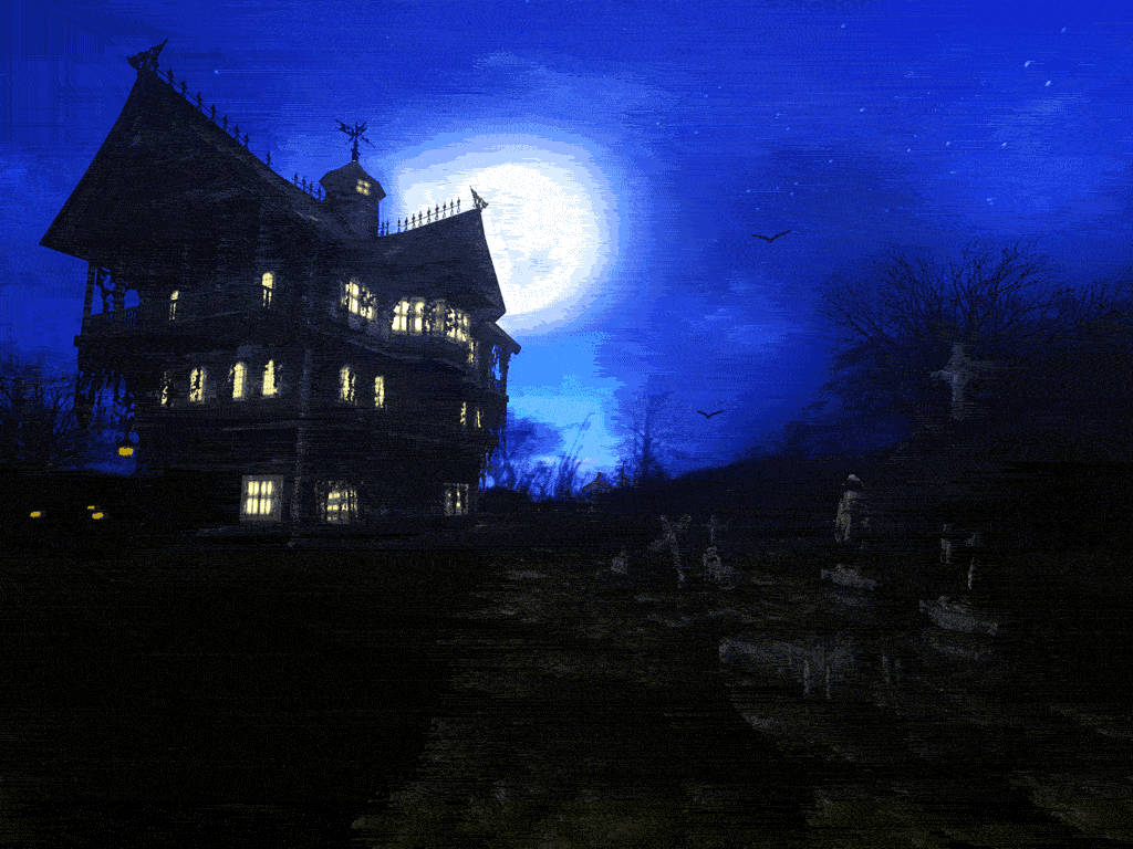 Casa stregata luna piena, 1024x768 HD, Desktop