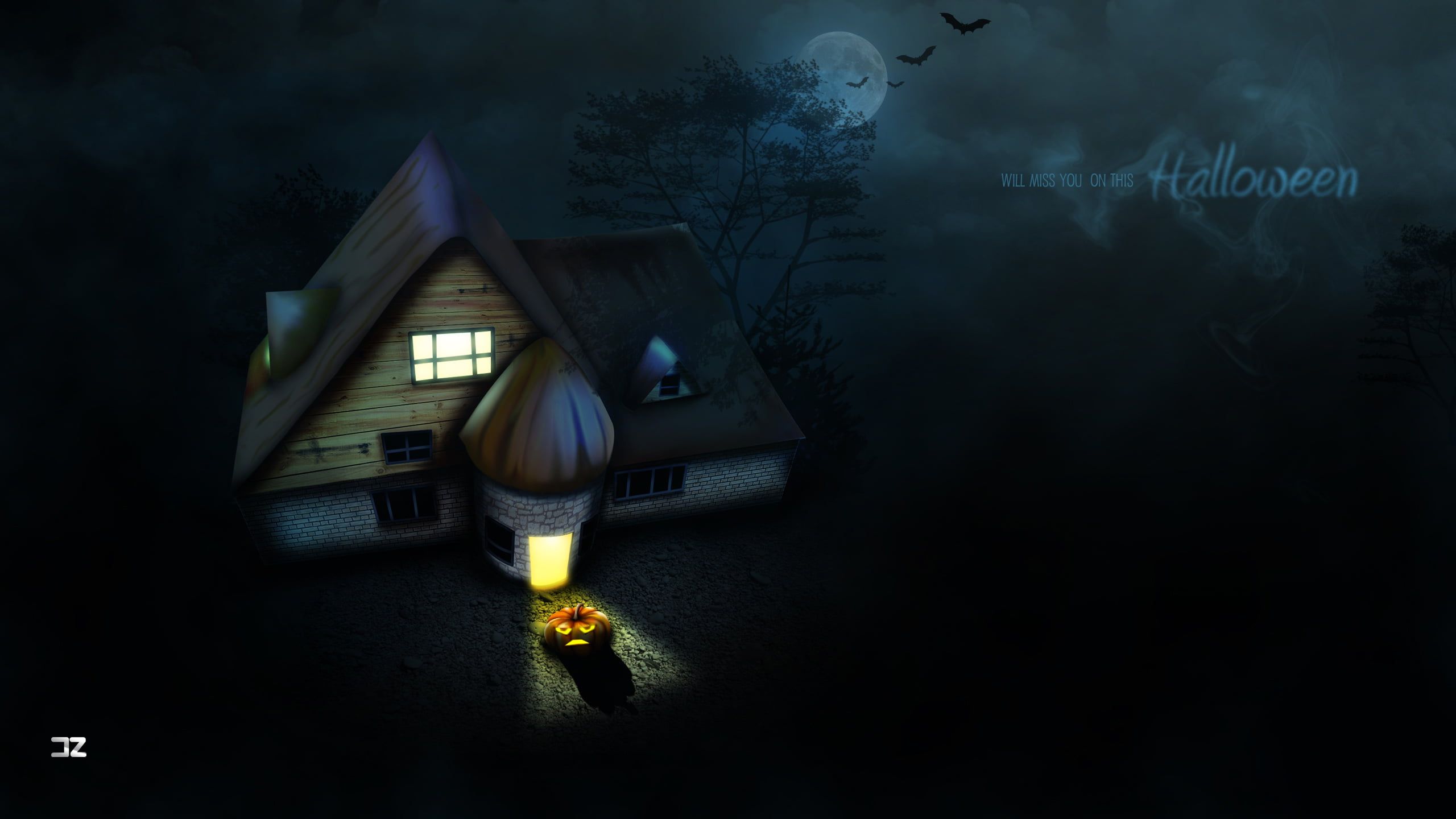 Casa stregata notte Halloween, 2560x1440 QHD, Monitor Gaming