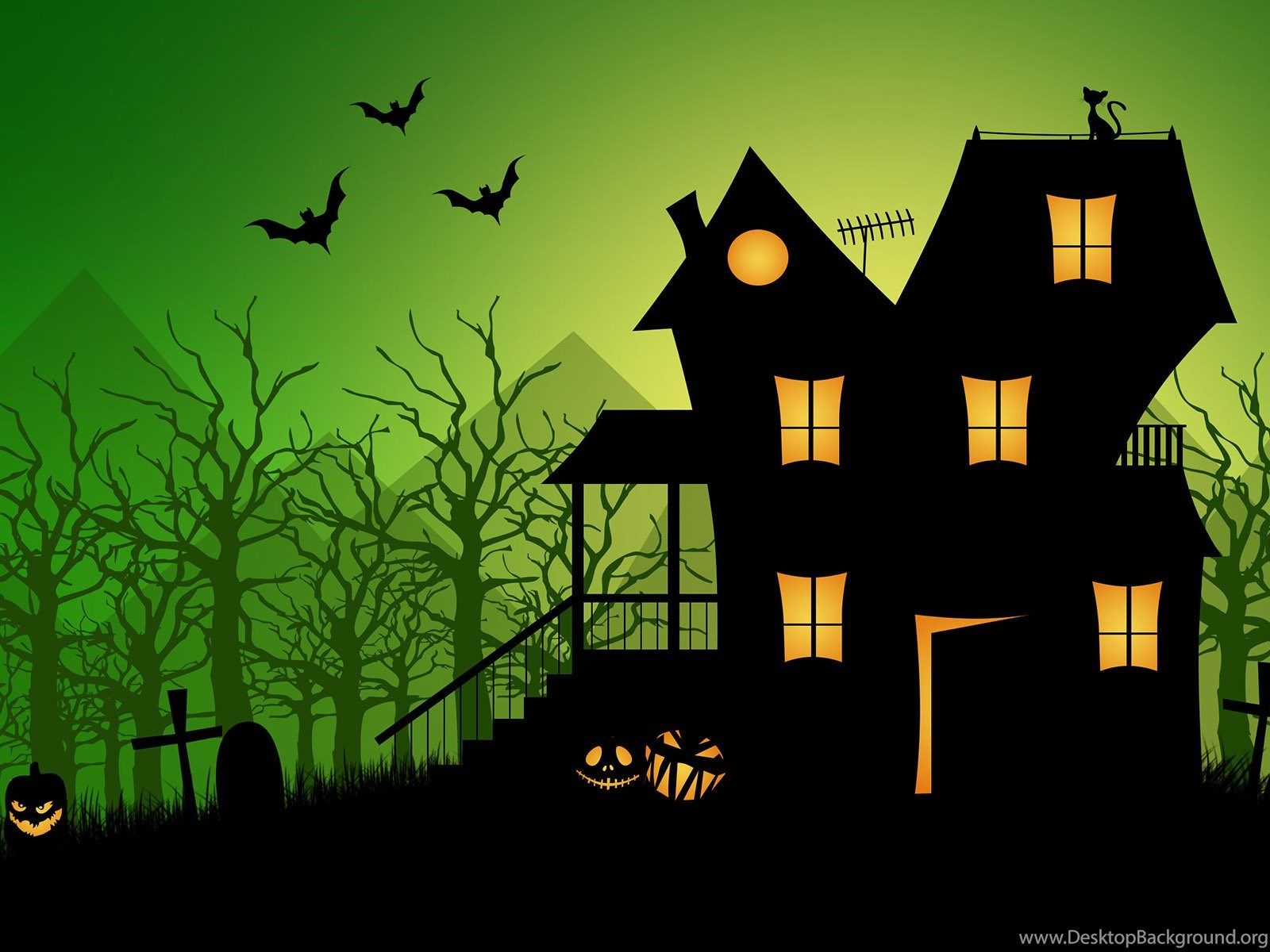 Casa stregata verde Halloween, 1600x1200 HD Ready, PC
