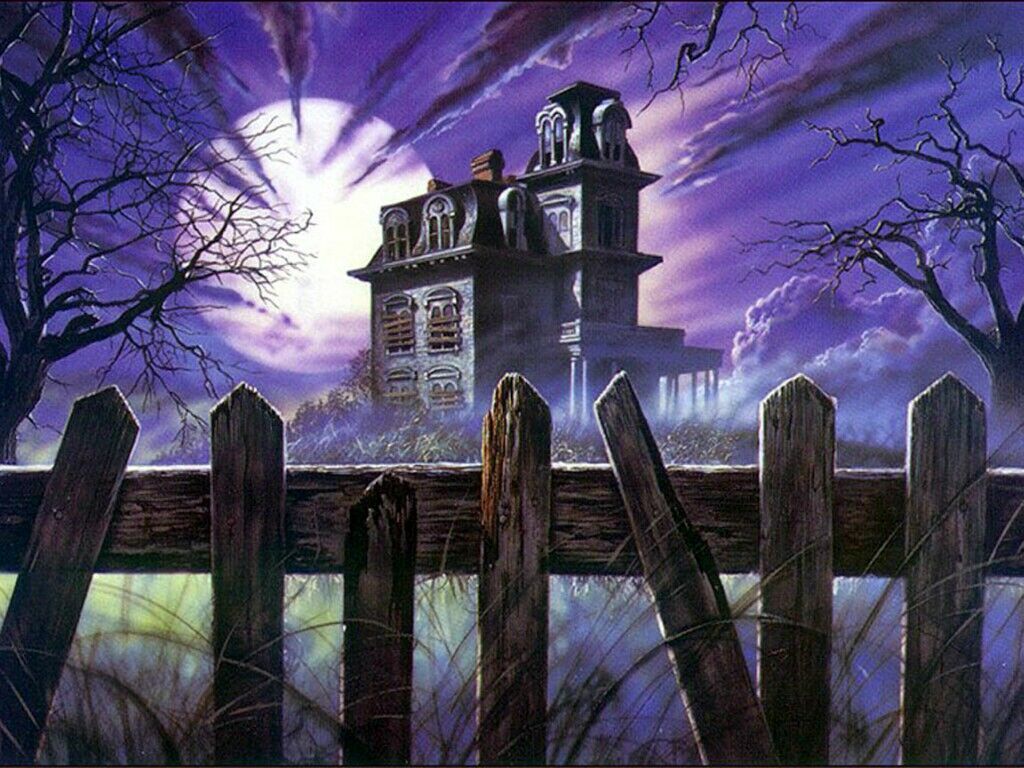 Casa stregata Halloween viola, 1024x768 HD, Desktop