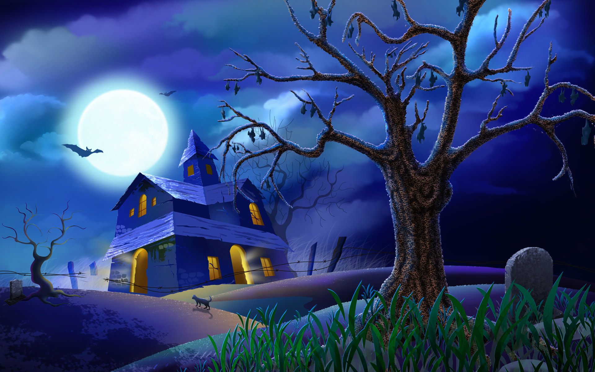 Casa stregata Halloween notturna, 1920x1200 Full HD+ WUXGA, Desktop