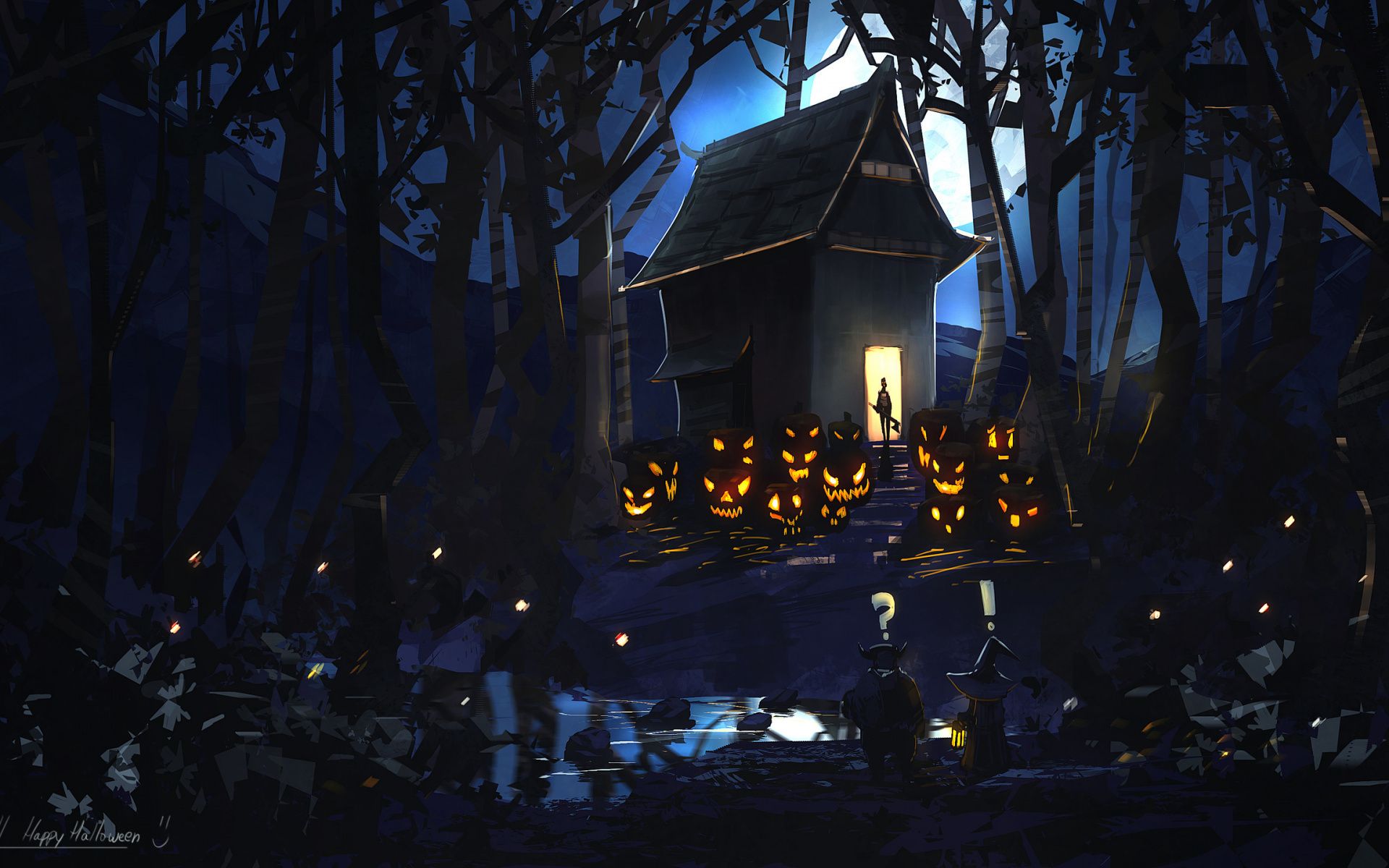 Casa stregata con zucche Halloween, 1920x1200 Full HD+ WUXGA, PC Desktop