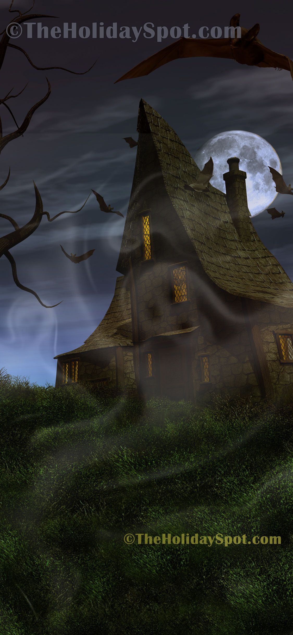Casa stregata Halloween notturna, 1125x2436 Verticale, Telefono