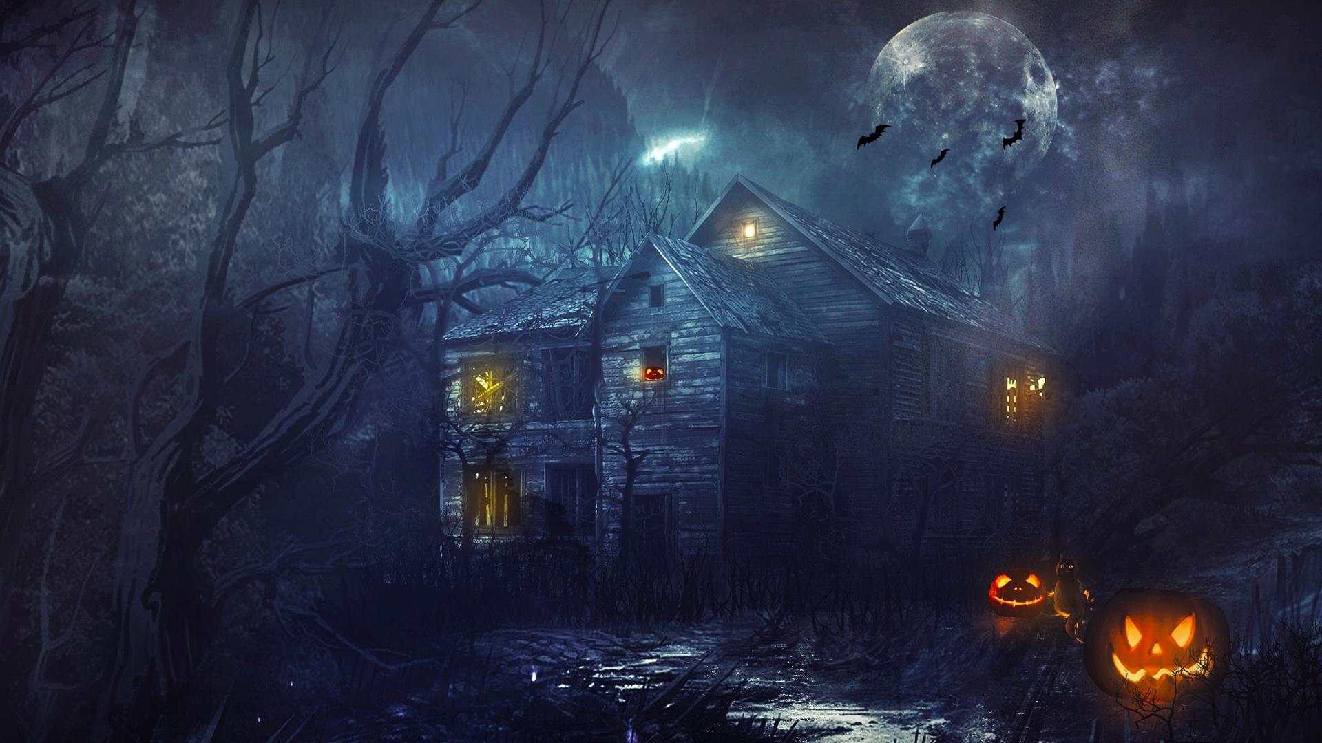 Casa stregata Halloween notturna, 1920x1080 1080p, Desktop