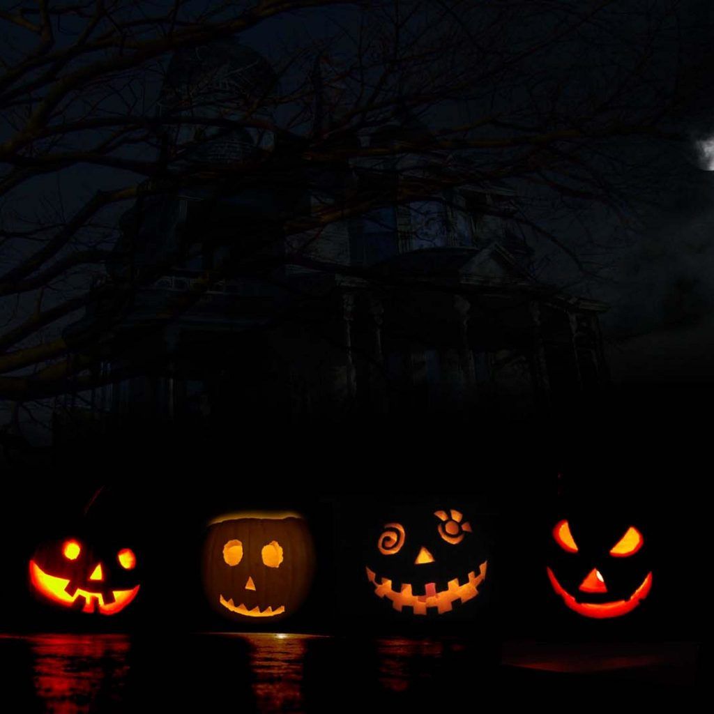 Zucche di Halloween illuminate, 1024x1024 HD, Laptop