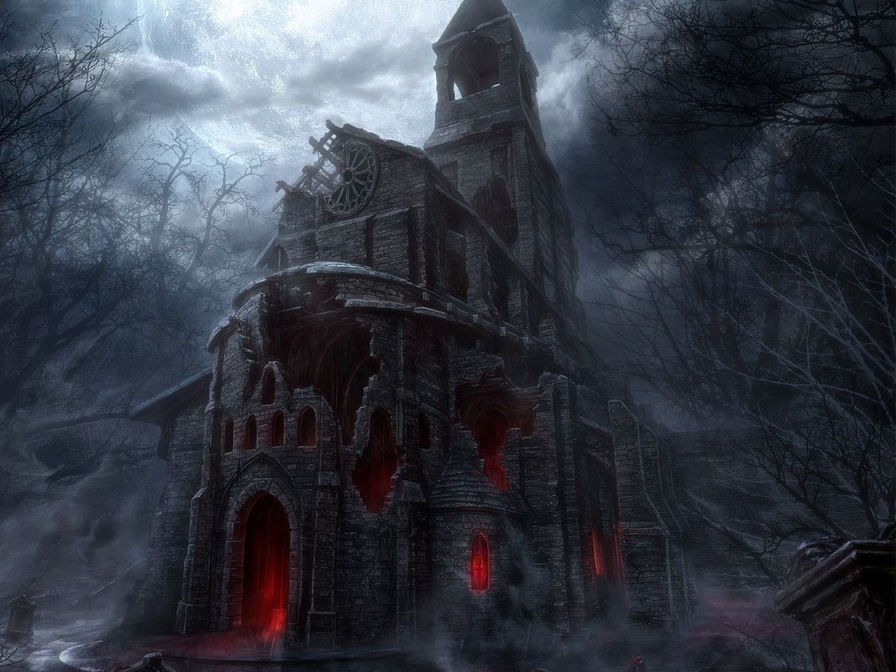 Casa stregata gotica notturna, 1280x960 HD, Desktop