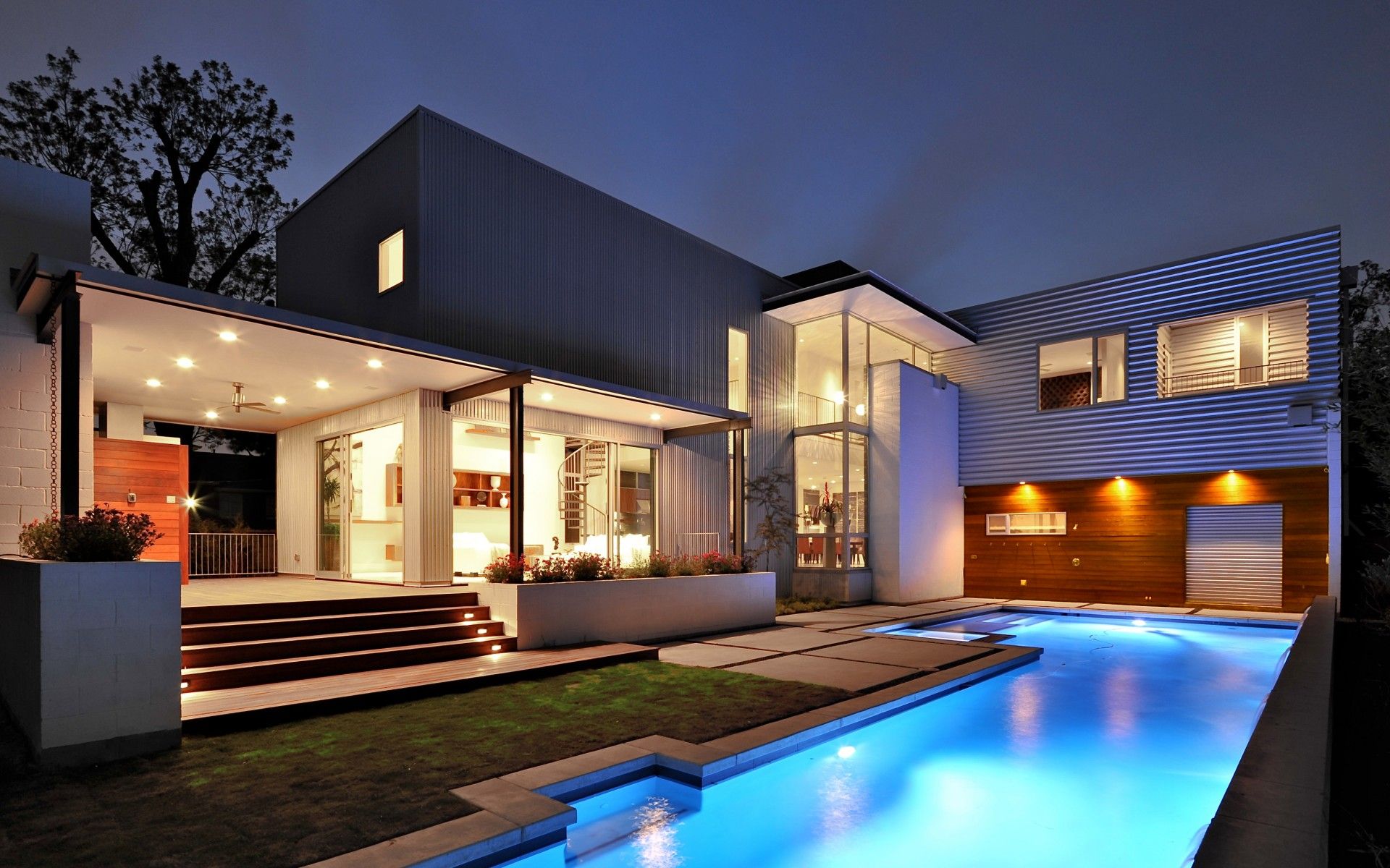 Casa moderna con piscina notturna, 1920x1200 WUXGA, PC
