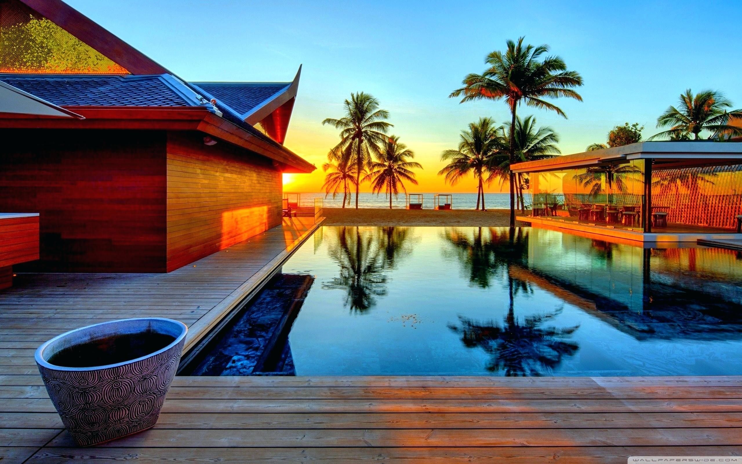 Villa tropicale con piscina al tramonto, 2560x1600 WQXGA, PC
