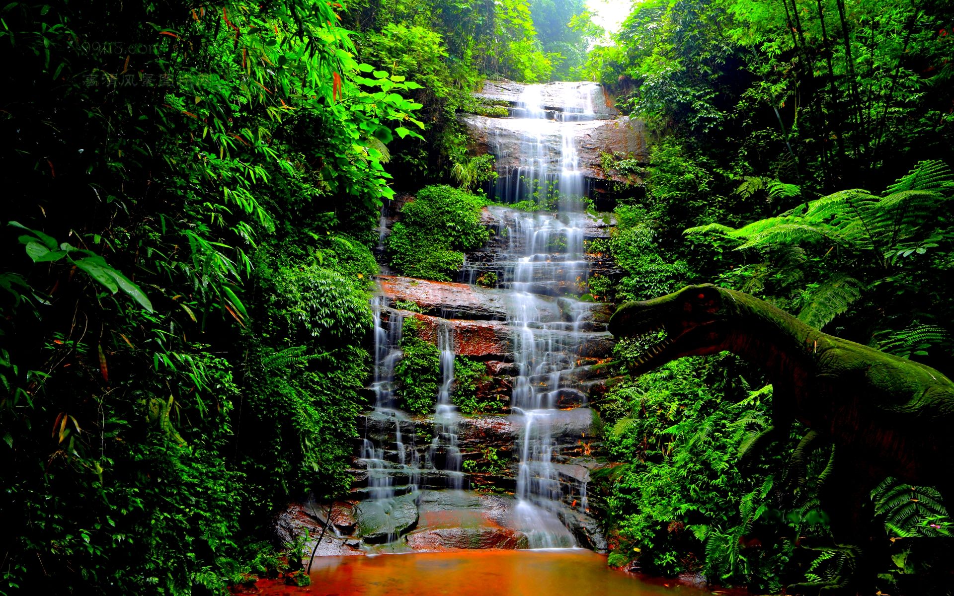 Cascata nella foresta verde, 1920x1200 WUXGA, Desktop