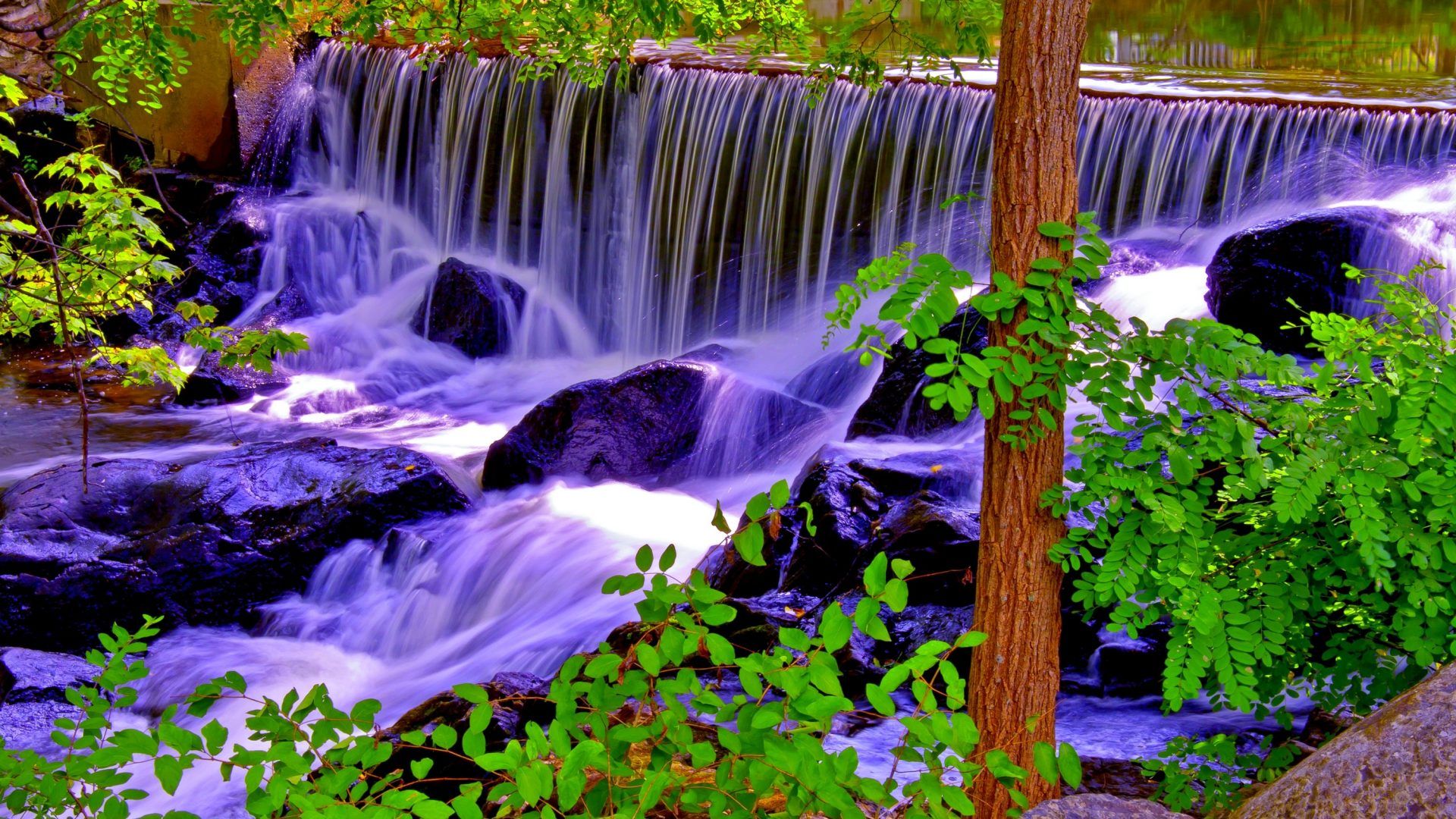 Cascata rocciosa nella foresta, 1920x1080 Full HD 1080p, PC