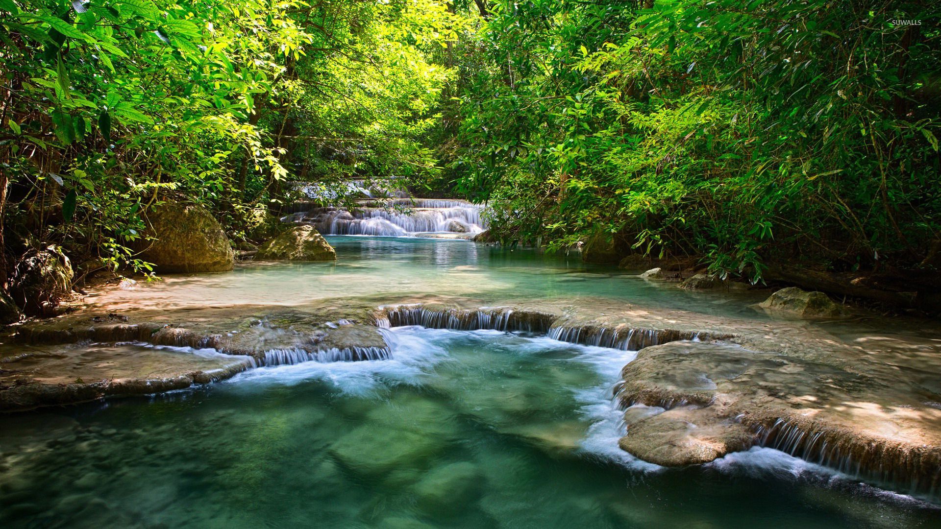 Cascata nella foresta verde, 1920x1080 1080p, Desktop