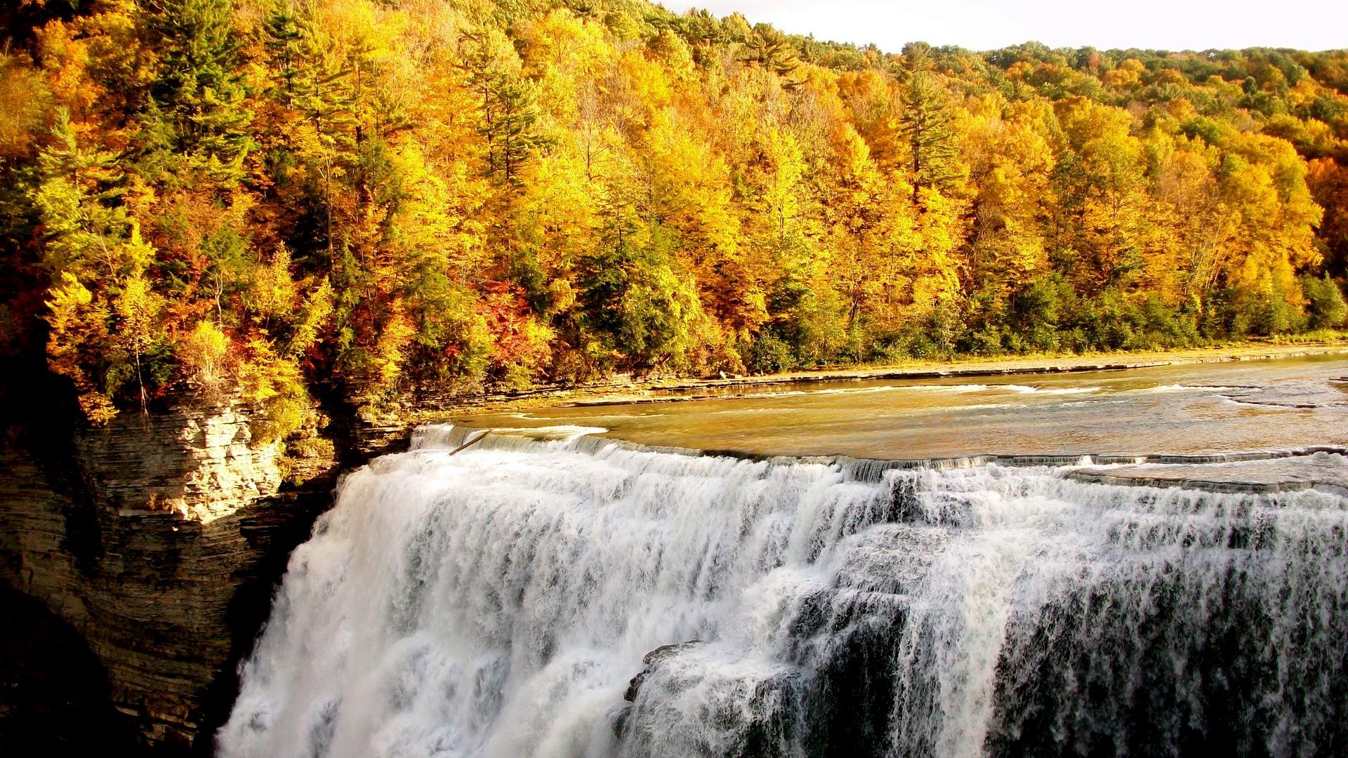 Cascata autunnale nella foresta, 1920x1080 1080p, Laptop