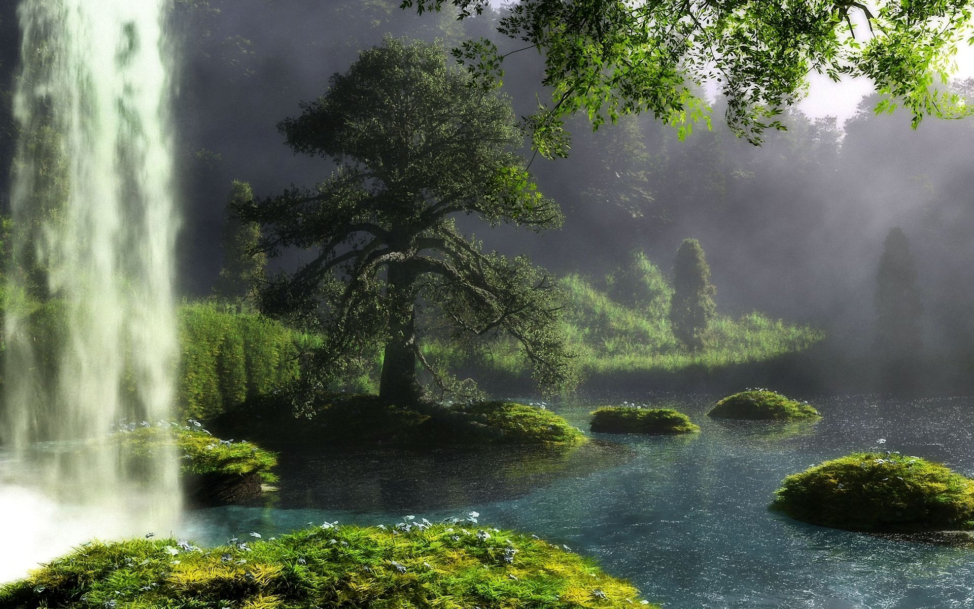 Cascata nella foresta verde, 1920x1200 WUXGA, iMac