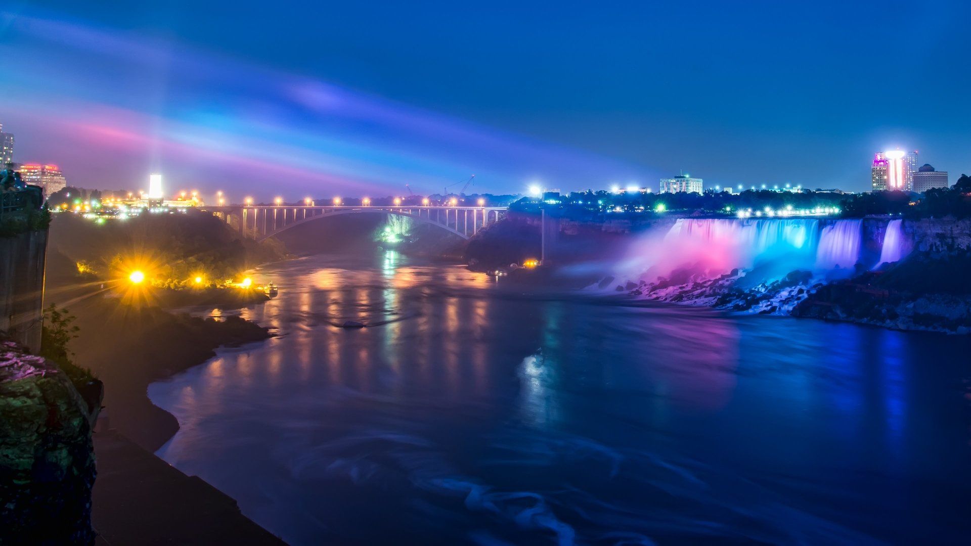 Cascate del Niagara di notte, 1920x1080 Full HD 1080p, Desktop