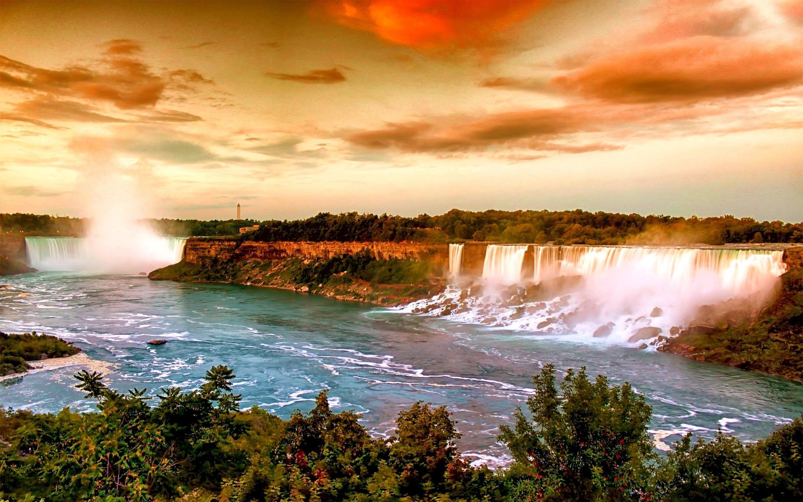 Cascate del Niagara al tramonto, 2560x1600 2K, PC