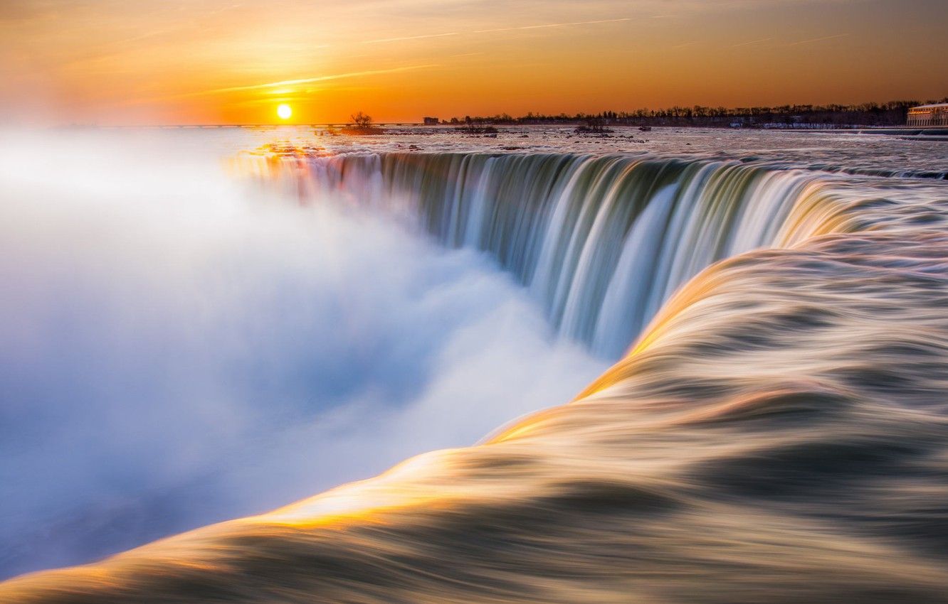 Cascate del Niagara al tramonto, 1332x850 720p, Laptop