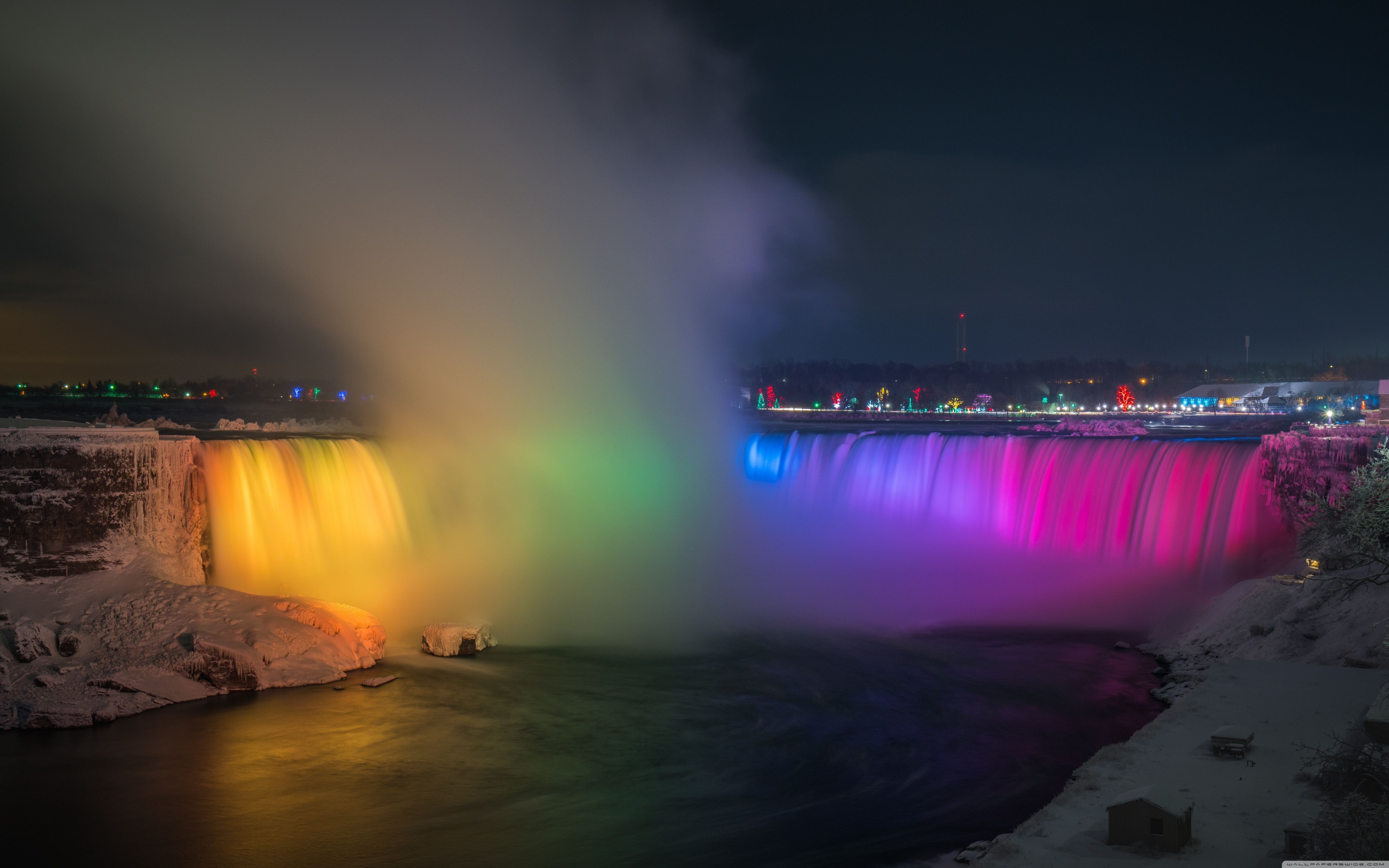 Cascate del Niagara illuminate di notte, 5120x3200 Ultra HD, Monitor 4K