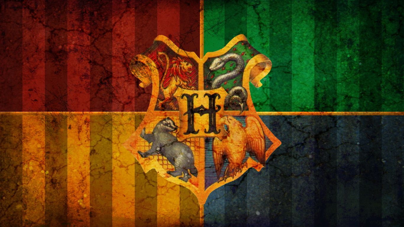 Stemma Hogwarts quattro case colorate, 1366x768 720p, Monitor Gaming
