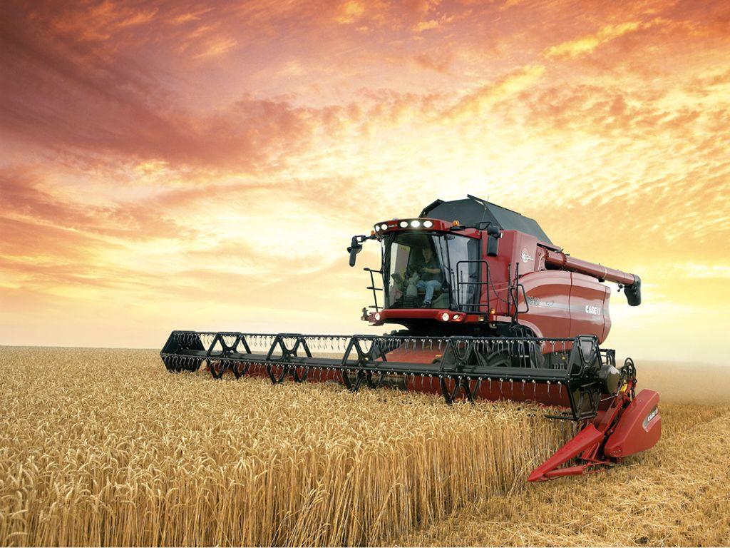 Mietitrebbia rossa campo grano, 1024x768 HD, Laptop