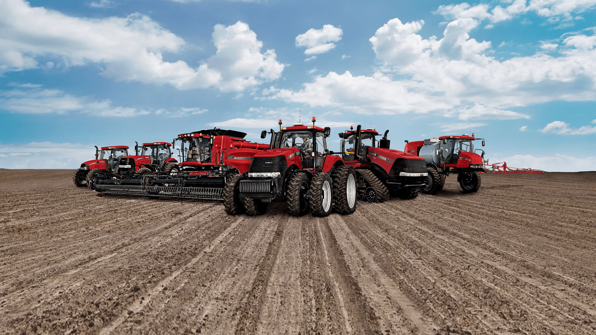 Trattori rossi Case IH campo, 2048x1152 alta risoluzione, PC Desktop