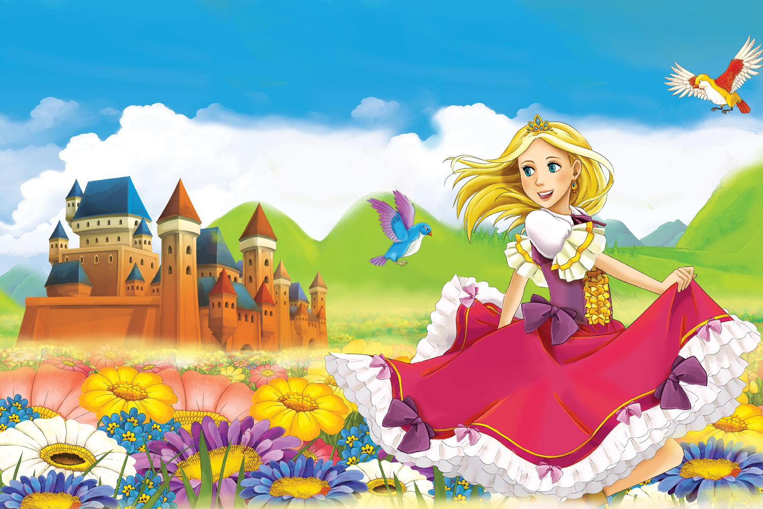 Principessa castello fiori colorati, 1500x1000 720p, Laptop