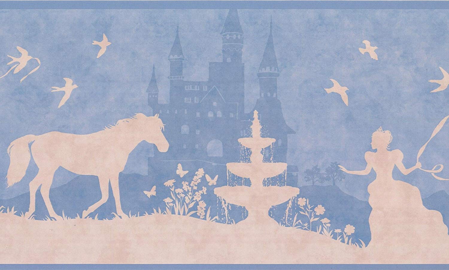 Castello principessa cavallo silhouette blu, 1500x904 720p, Acer Nitro