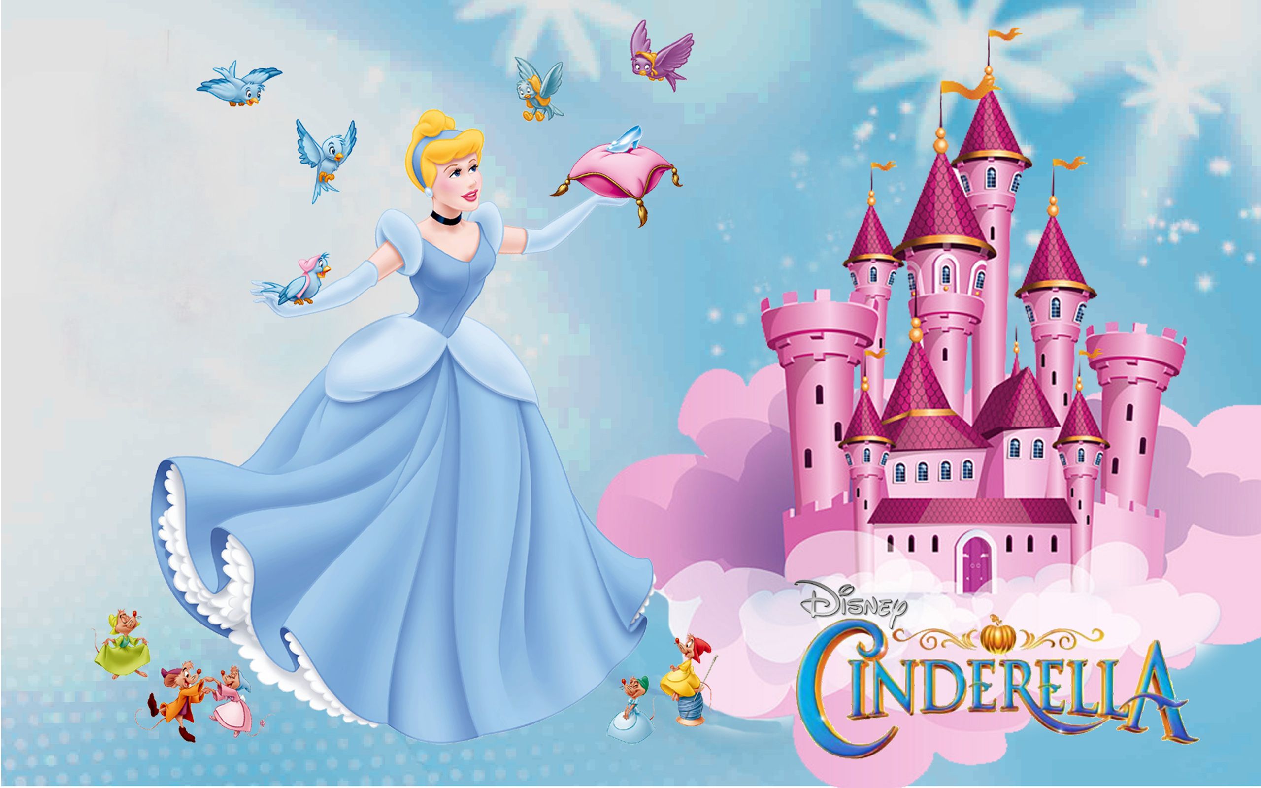 Cenerentola con castello rosa Disney, 2560x1600 2K+, Laptop