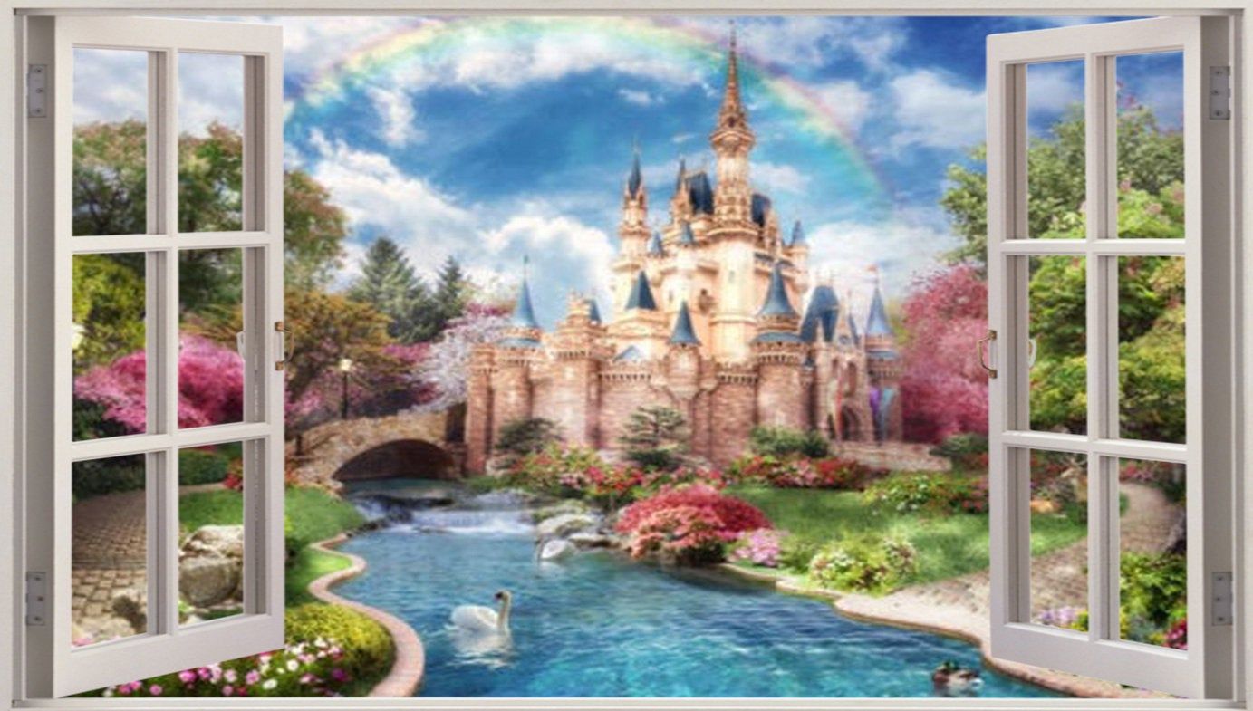 Finestra con castello da principessa, 1383x785 HD, Desktop