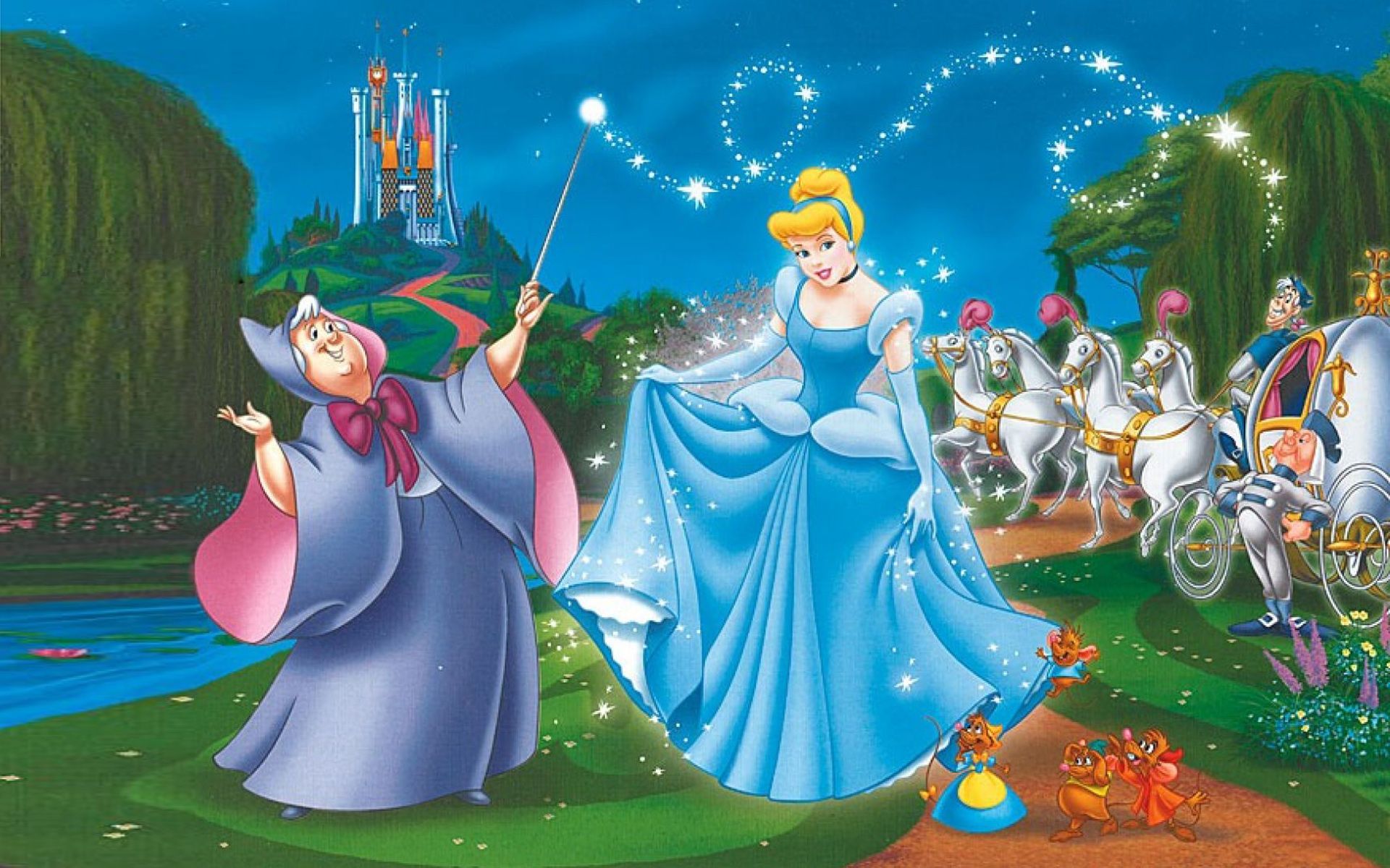 Cenerentola con fata madrina castello, 1920x1200 Full HD+ WUXGA, Desktop