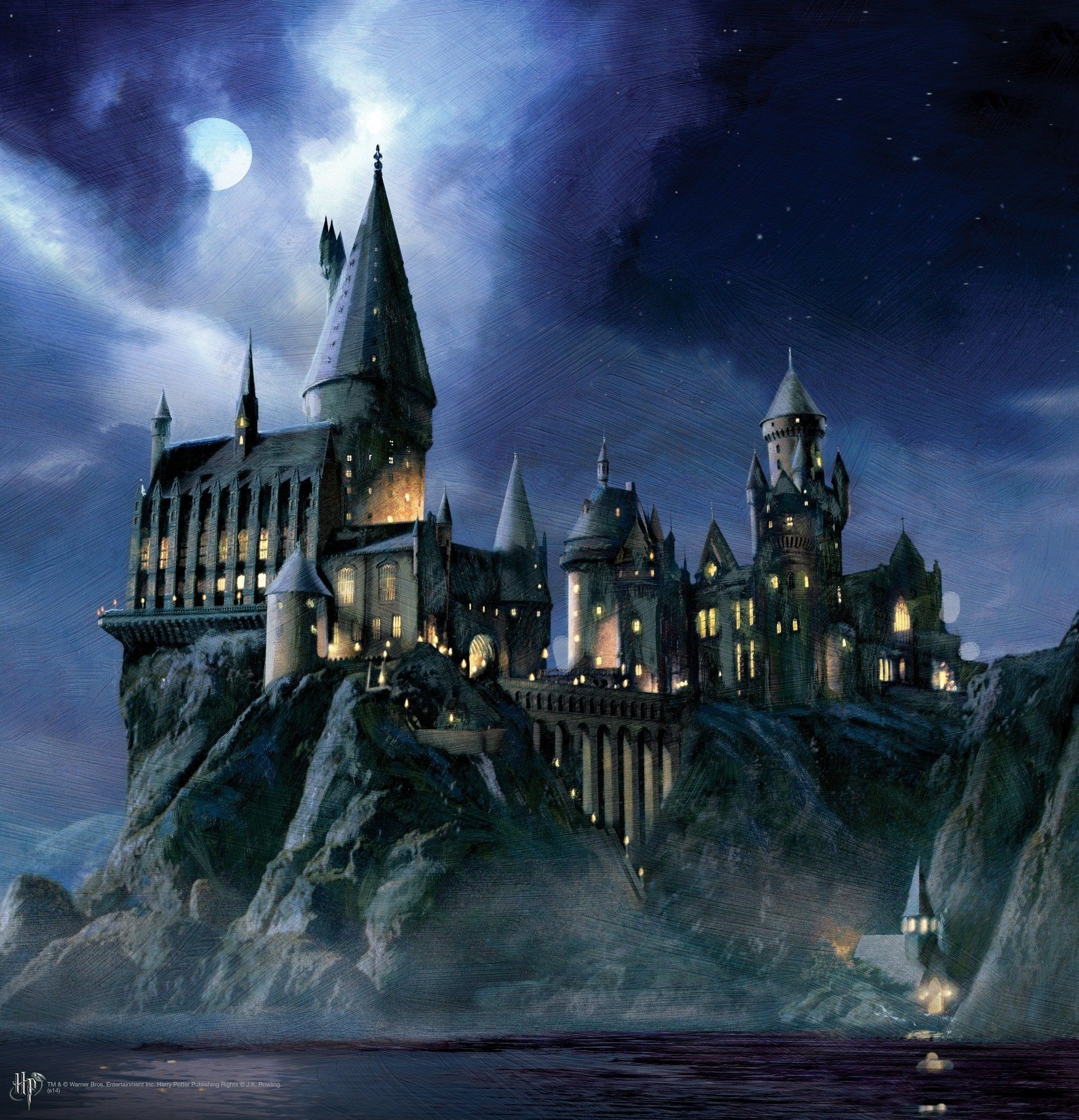 Castello di Hogwarts notturno, 1926x2000 Verticale, Telefono