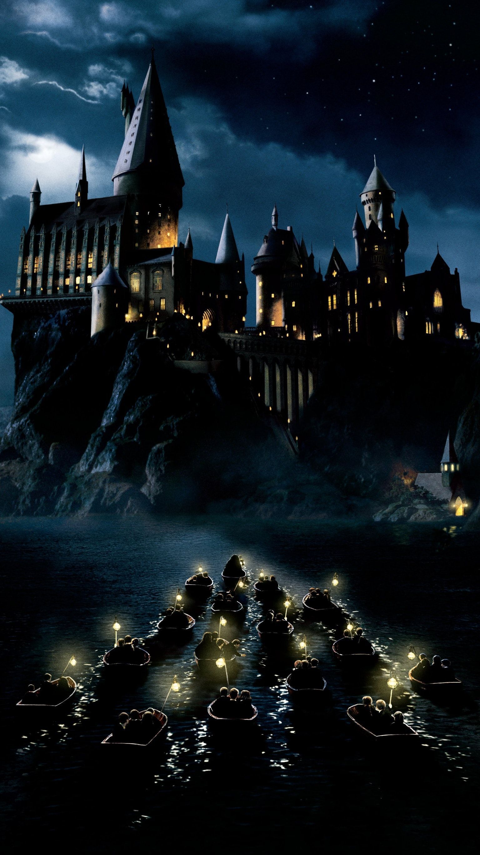 Castello di Hogwarts notturno, 1536x2732 Verticale, Mobile