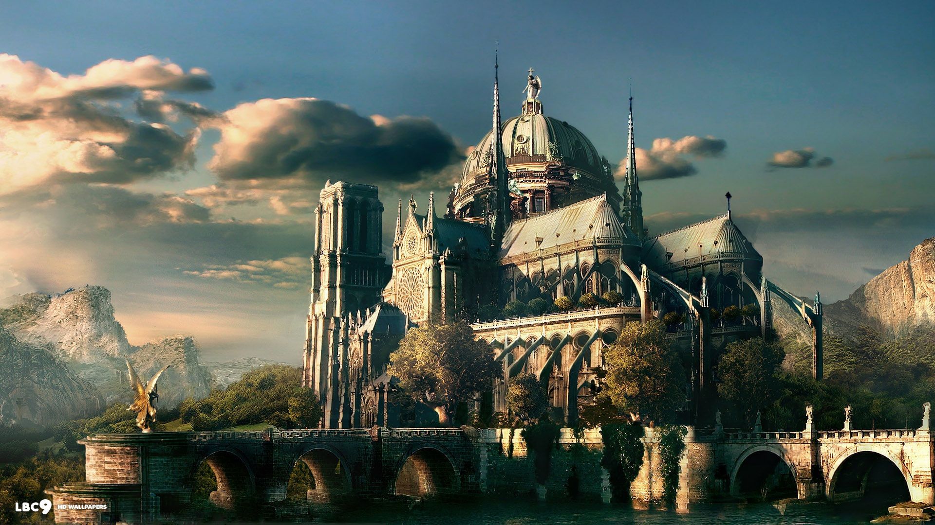 Castello fantasy con ponte, 1920x1080 Full HD, Desktop