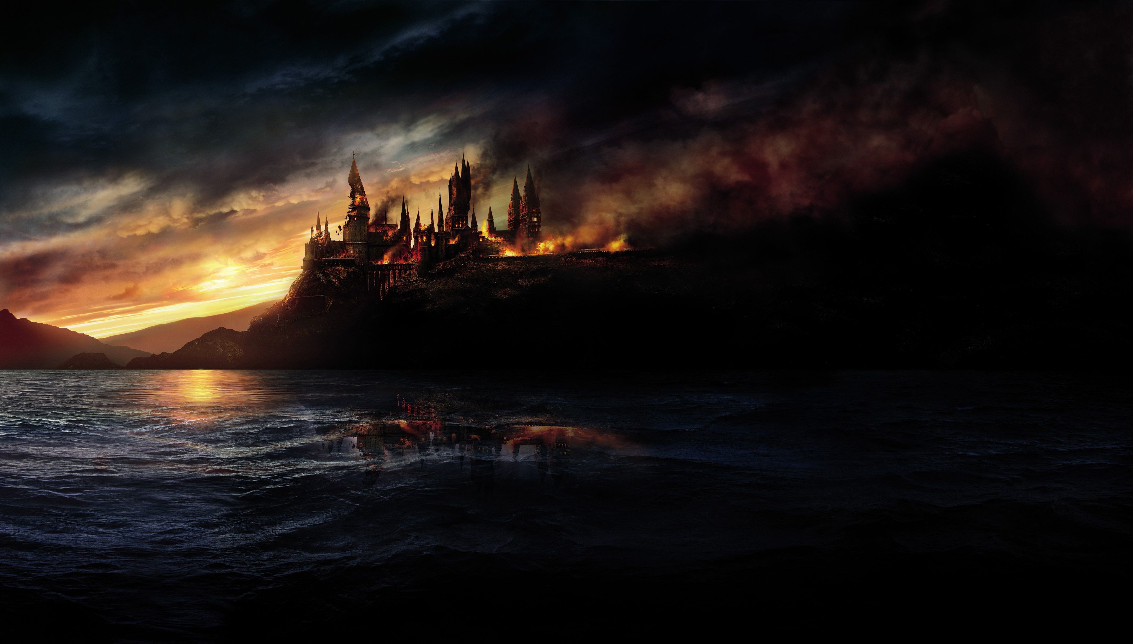 Castello di Hogwarts al tramonto, 3840x2185 Ultra HD, 4K TV
