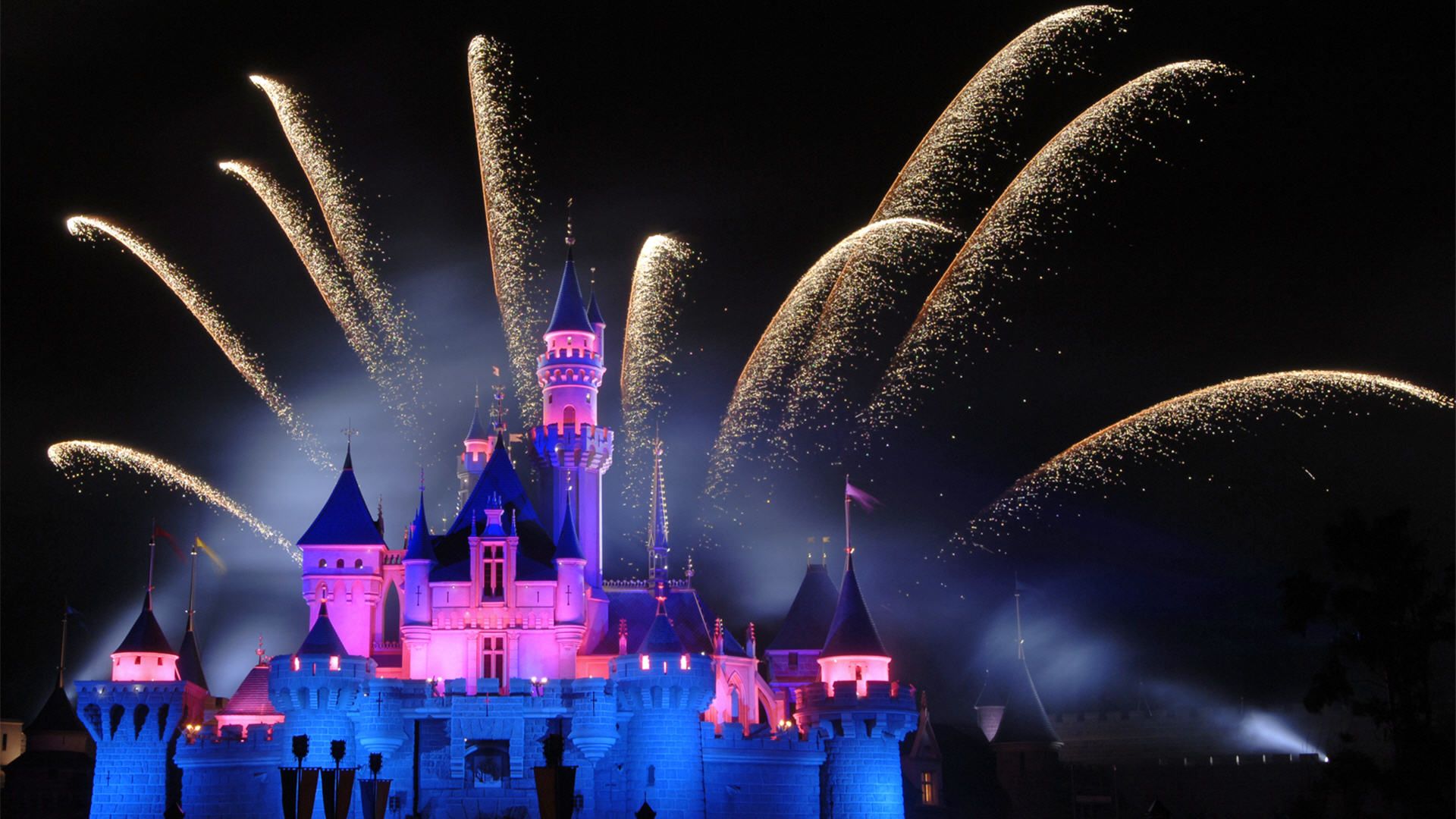 Castello Disney con fuochi d'artificio, 1920x1080 Full HD 1080p, PC