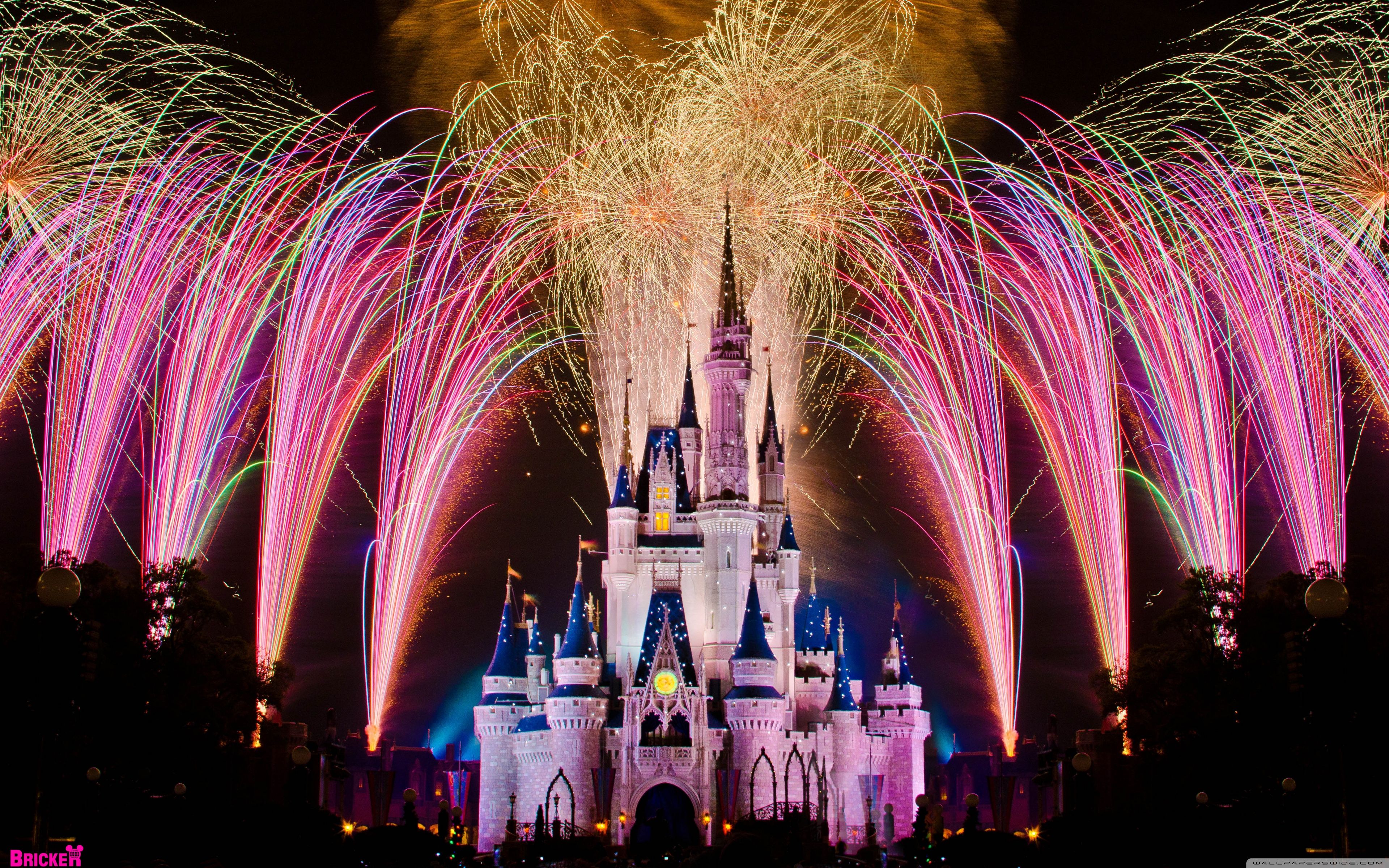 Castello Cinderella fuochi artificio, 3840x2400 UHD, Monitor Gaming