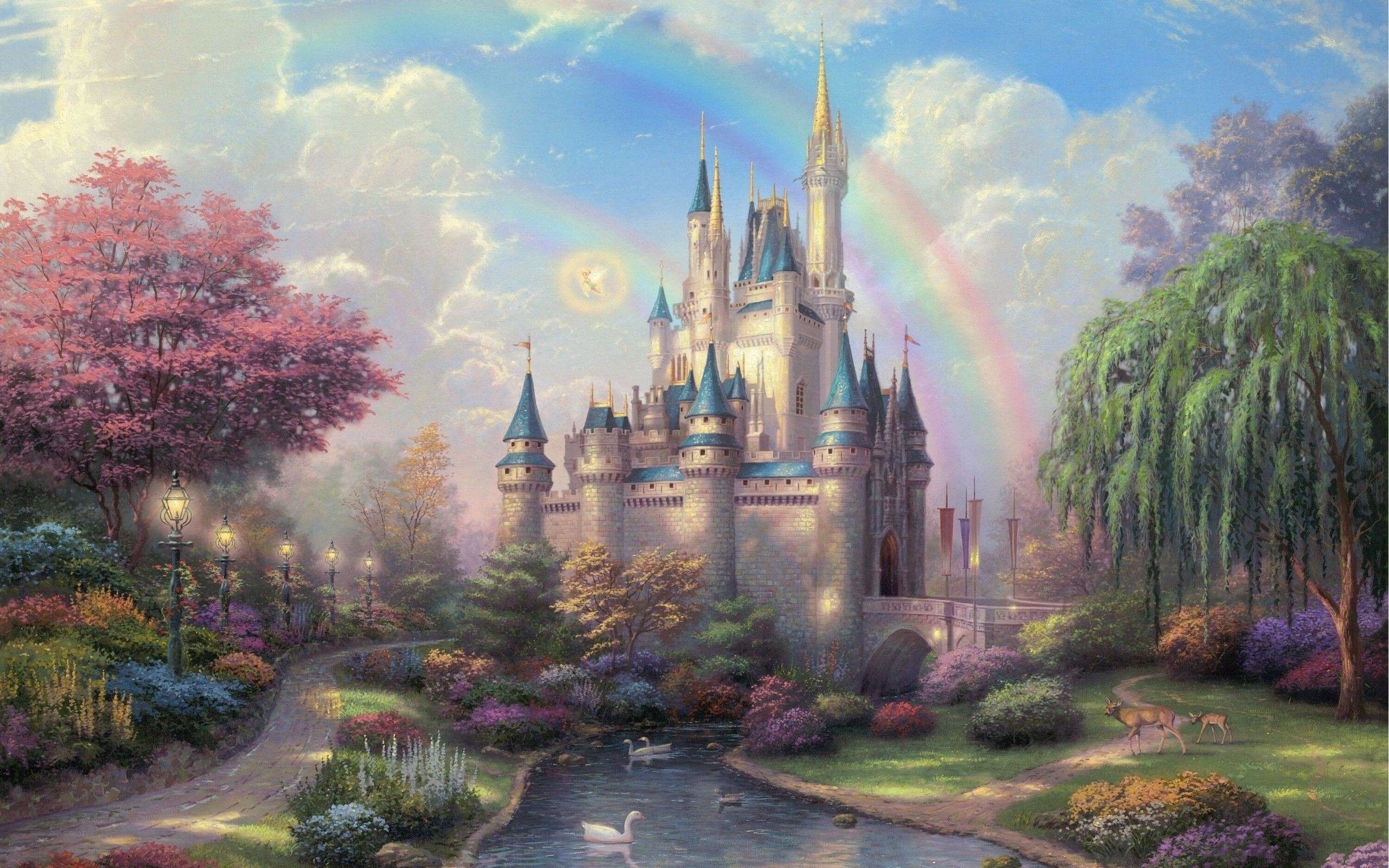 Castello Disney con arcobaleno, classici d'animazione, 2560x1600 WQXGA, PC Desktop