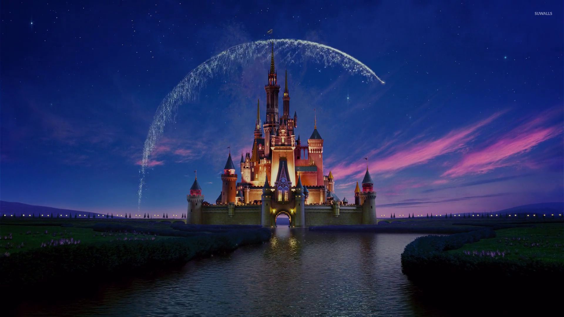 Castello Disney notturno con fuochi, 1920x1080 Full HD 1080p, Desktop