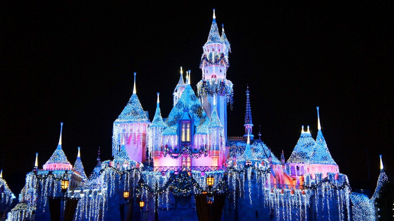Castello Disney illuminato notte, 1280x720 HD, Desktop