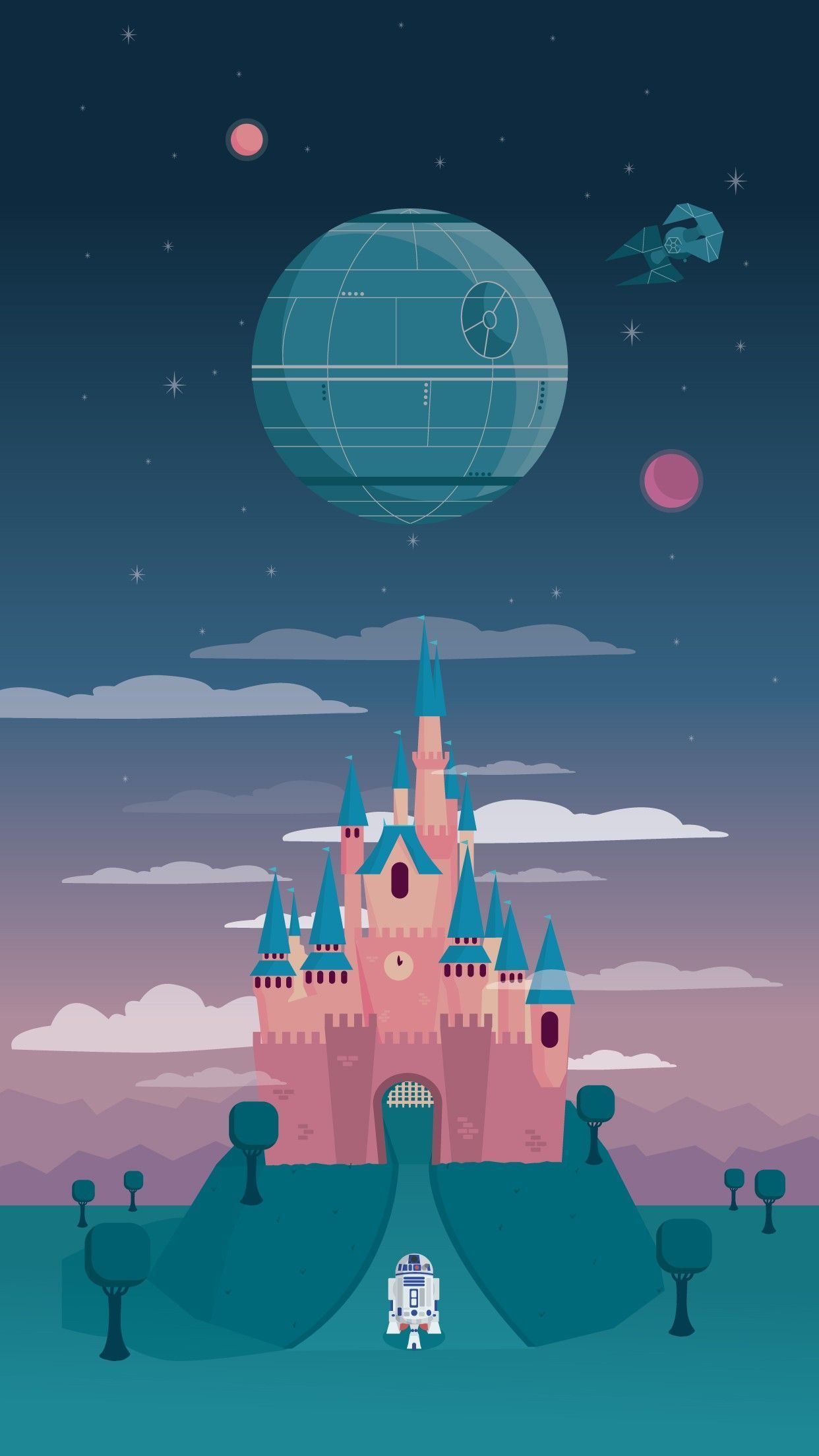 Castello Disney con Death Star, 1242x2208 Full HD Verticale, iPhone