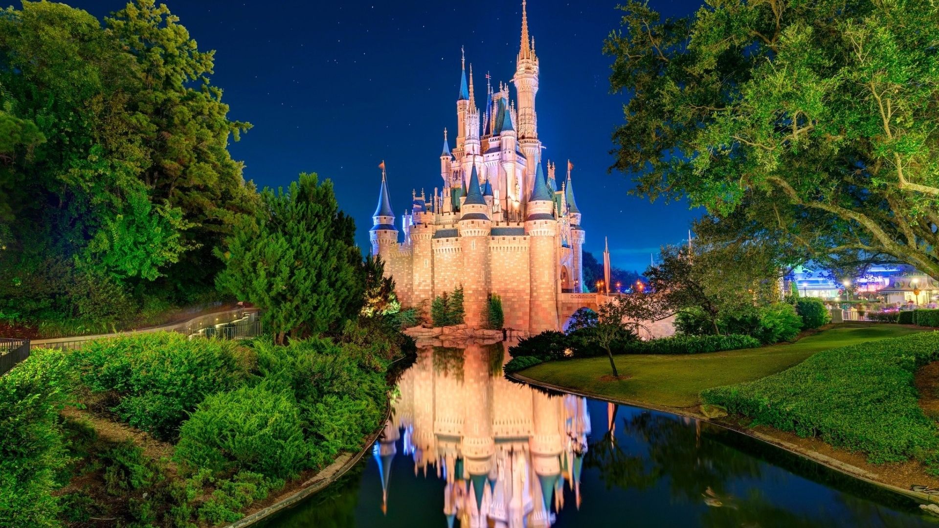 Castello Disney illuminato di notte, 1920x1080 Full HD, Laptop