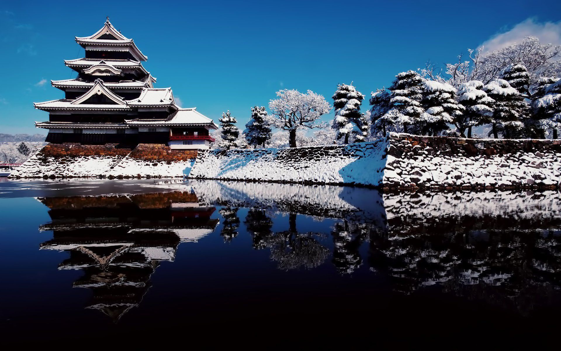 Castello giapponese innevato di giorno, 1920x1200 Full HD+, Laptop