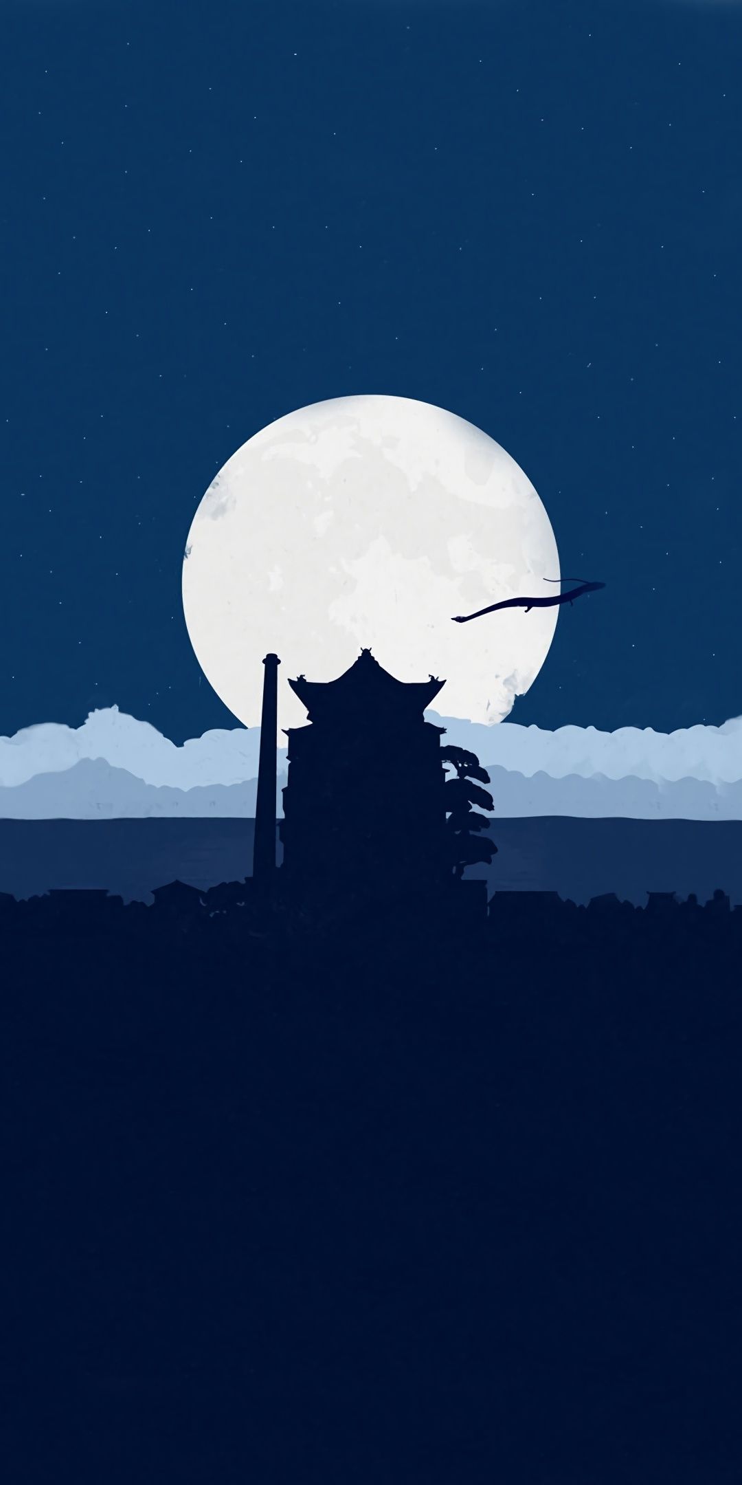 Castello giapponese silhouette notte, 1080x2160 Verticale, Mobile