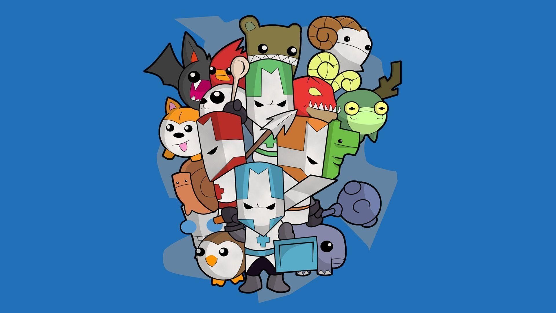 Personaggi Castle Crashers sfondo blu, beat 'em up, 1920x1080 Full HD, PC