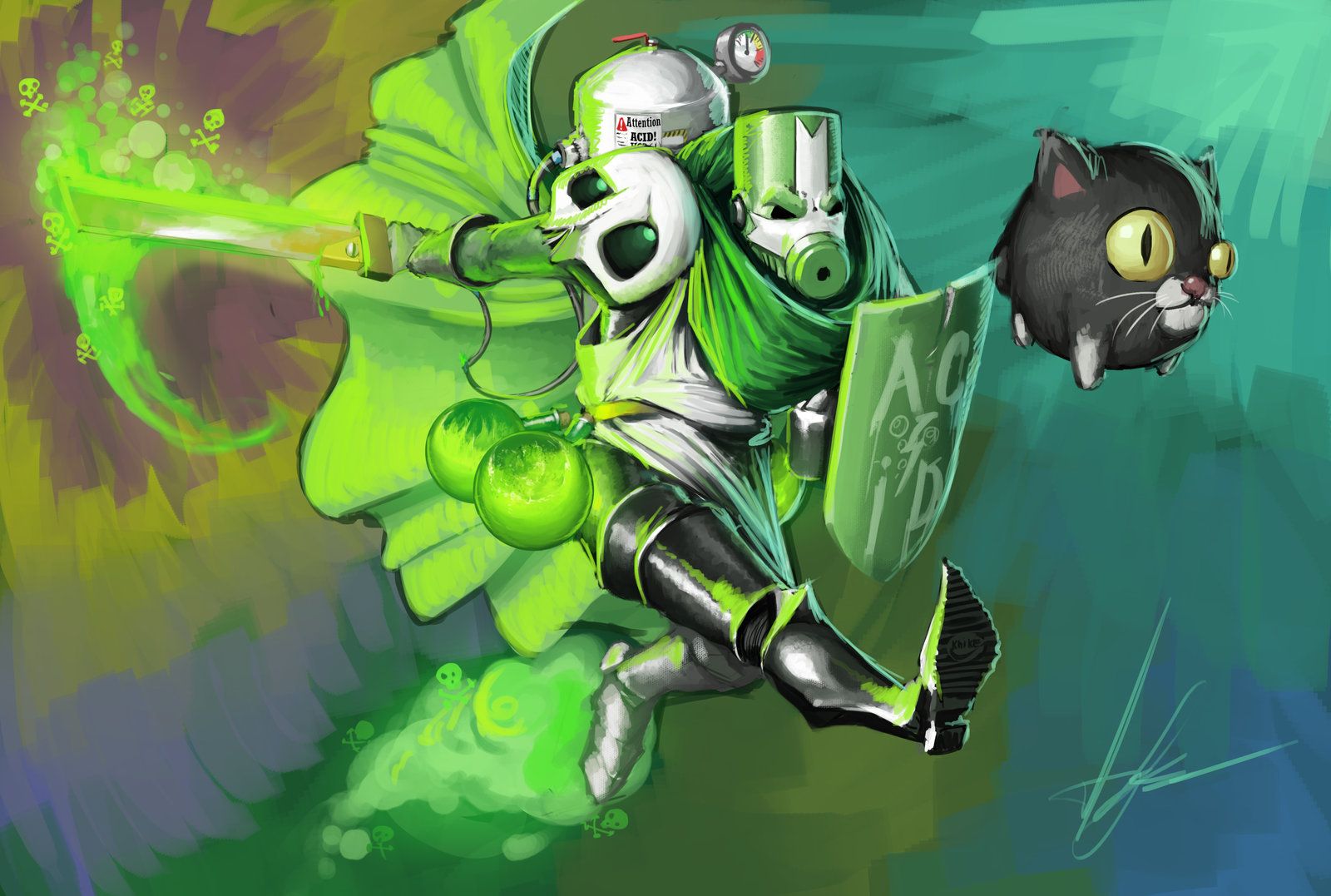 Castle Crashers cavaliere verde gatto, 1600x1077 HD Ready, Notebook Gaming