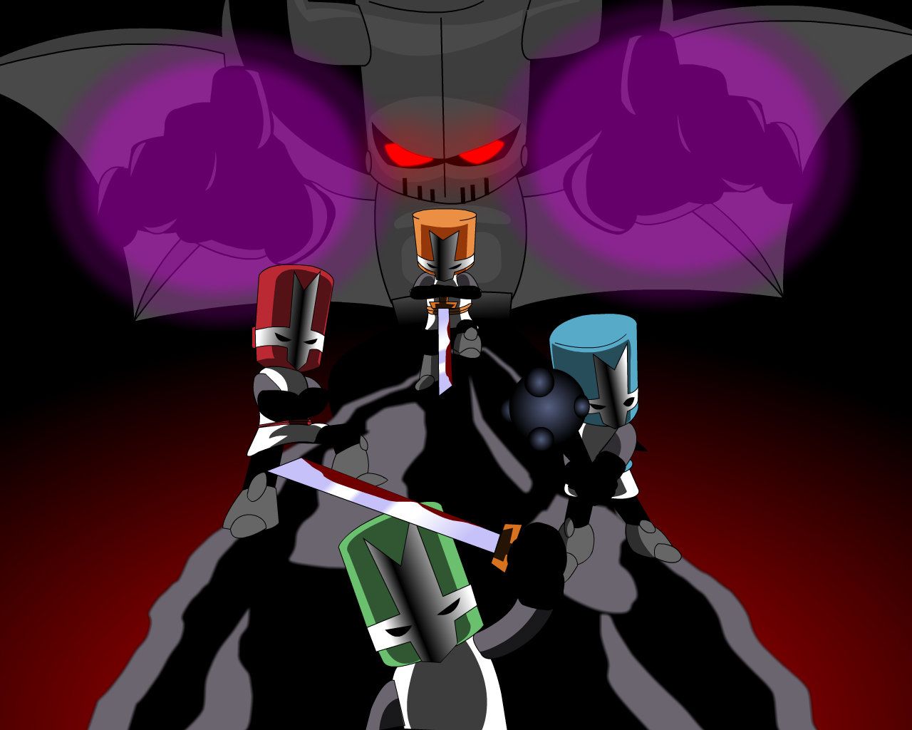 Cavalieri Castle Crashers contro demone, 1280x1024 720p, Laptop