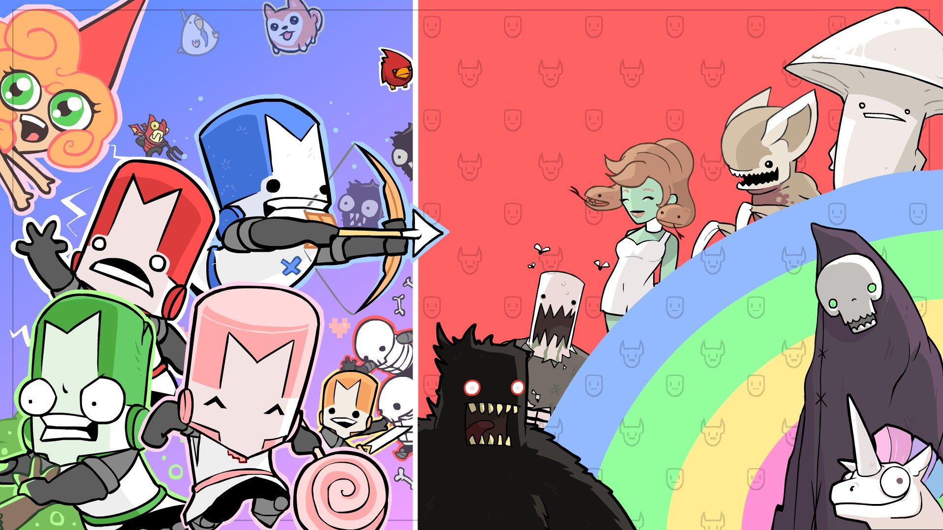 Cavalieri Castle Crashers bianco nero, 3000x1586 1440p, Desktop