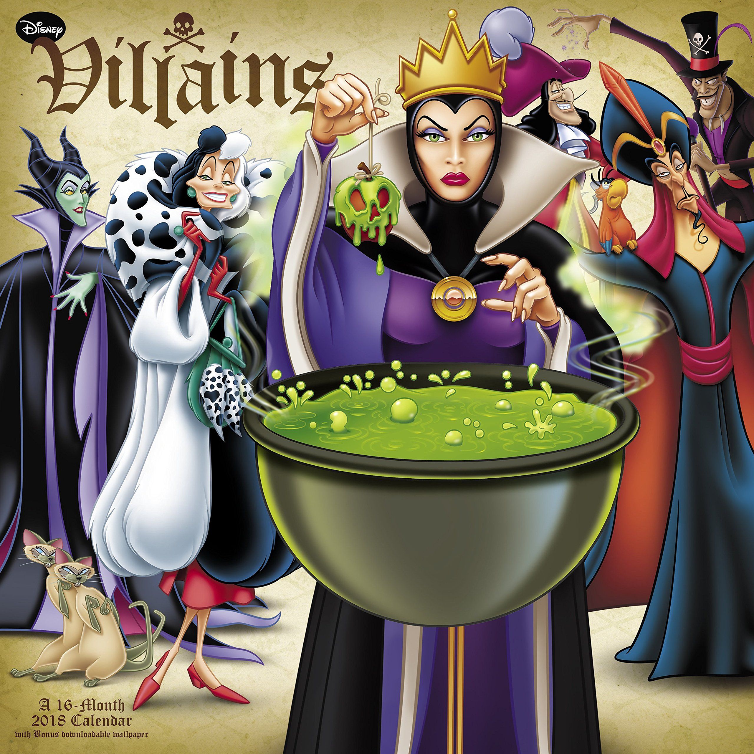 Cattive Disney con calderone, classici d'animazione, 2560x2560 2K, Desktop