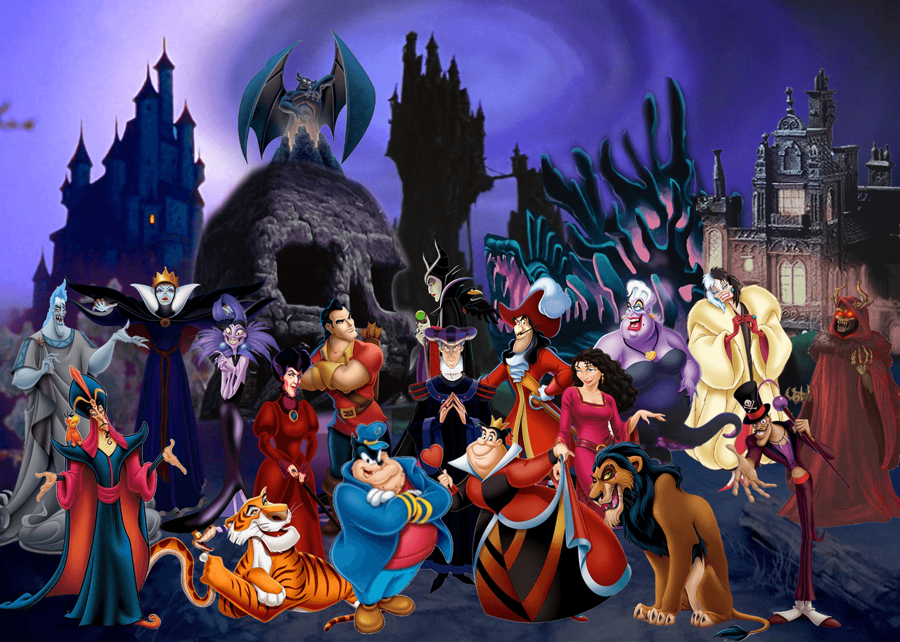 Gruppo cattivi Disney illustrati, classici d'animazione, 1280x914 720p, PC