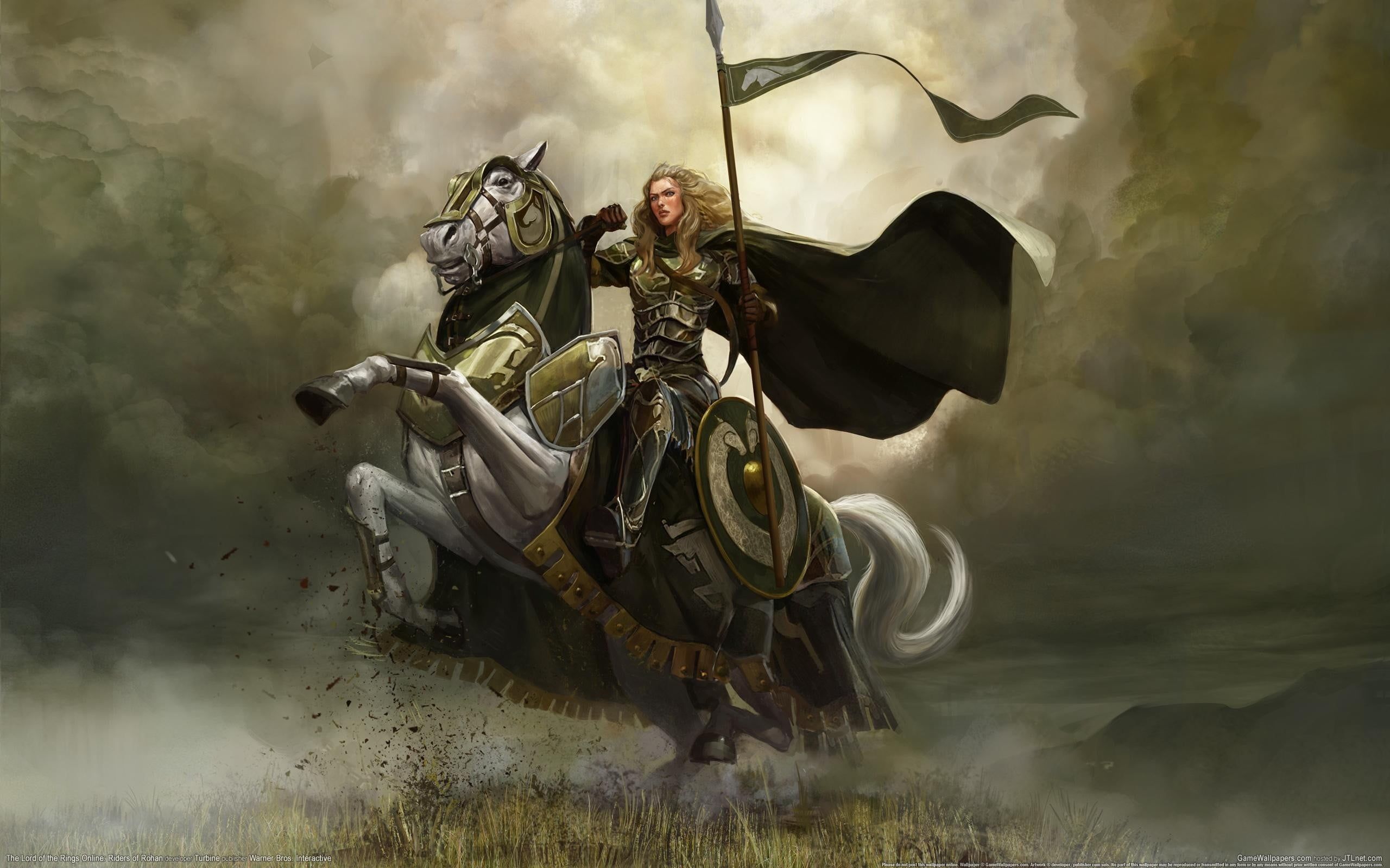 Cavaliere con lancia su cavallo bianco, 2560x1600 WQXGA, Desktop